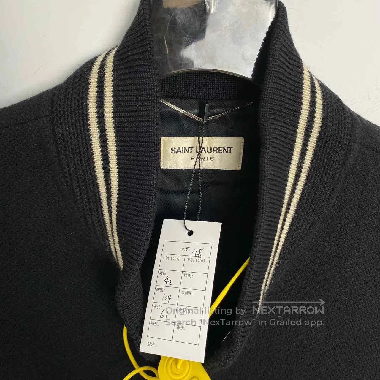 Saint Laurent Paris Saint Laurent Black White Striped Baseball Jacket. Size US M / EU 48-50 / 2 - 2 Thumbnail