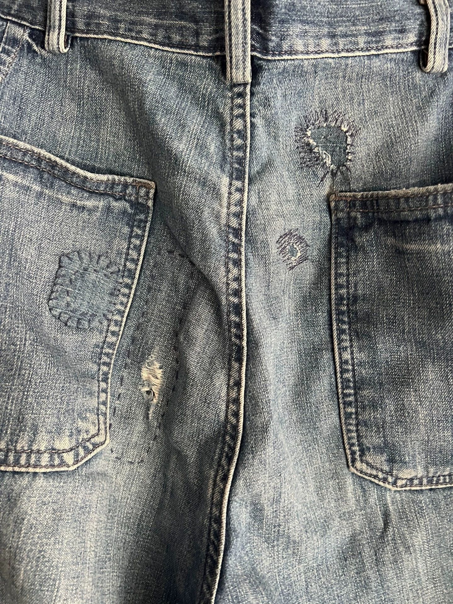 Polo Ralph Lauren RRL Vintage Distressed Patched Baggy Jeans 32W32L Size US 32 / EU 48 - 7 Thumbnail