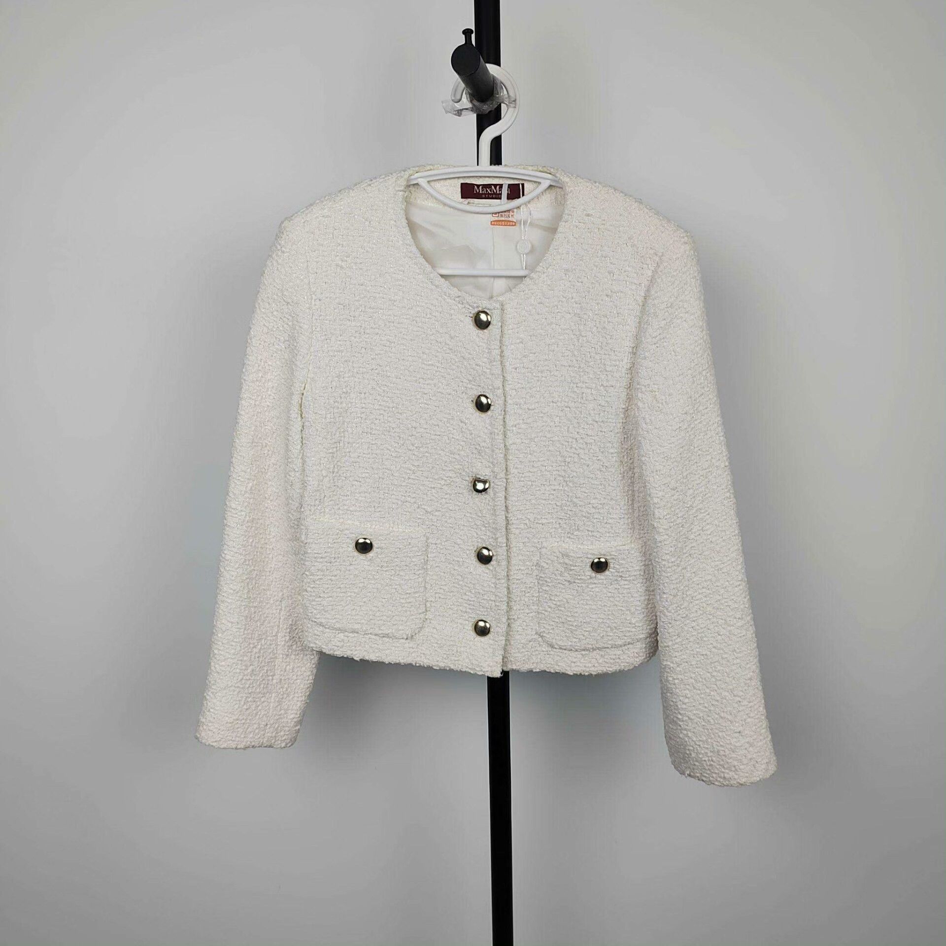 Jimmy Choo Maxmara Tweed Jacket White Size US M / EU 48-50 / 2 - 1 Thumbnail
