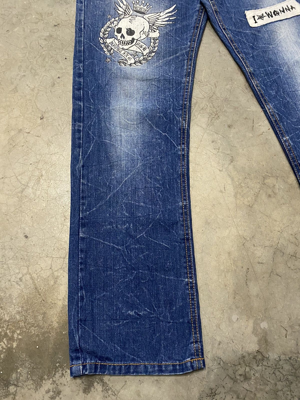 If Six Was Nine × Seditionaries Japanese Paint Skull Punk Patch Jeans Size US 30 / EU 46 - 2 Thumbnail
