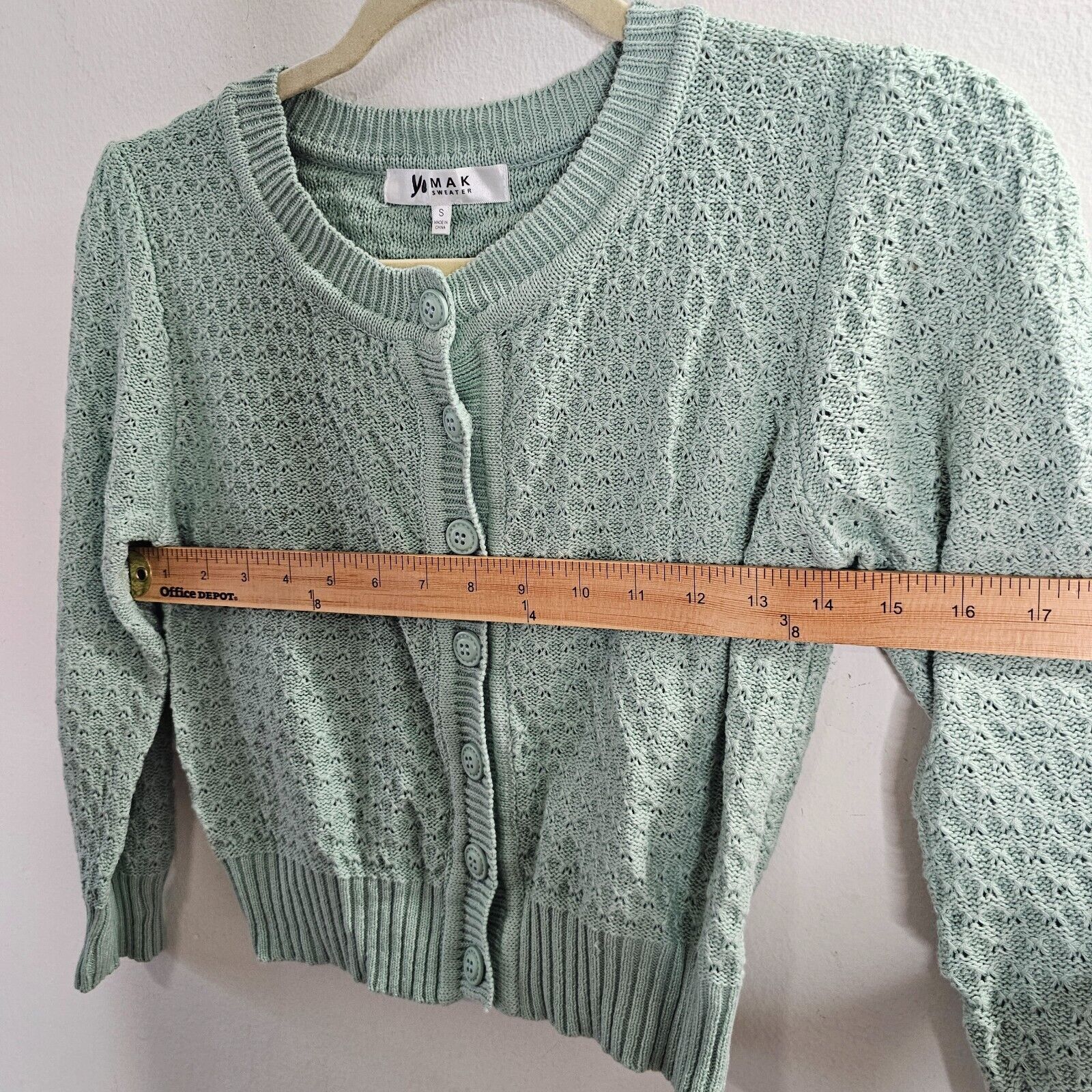 Other Ye Mak Mint Button Front Crew Neck Knit Crop Sweater Small Size S / US 4 / IT 40 - 7 Thumbnail