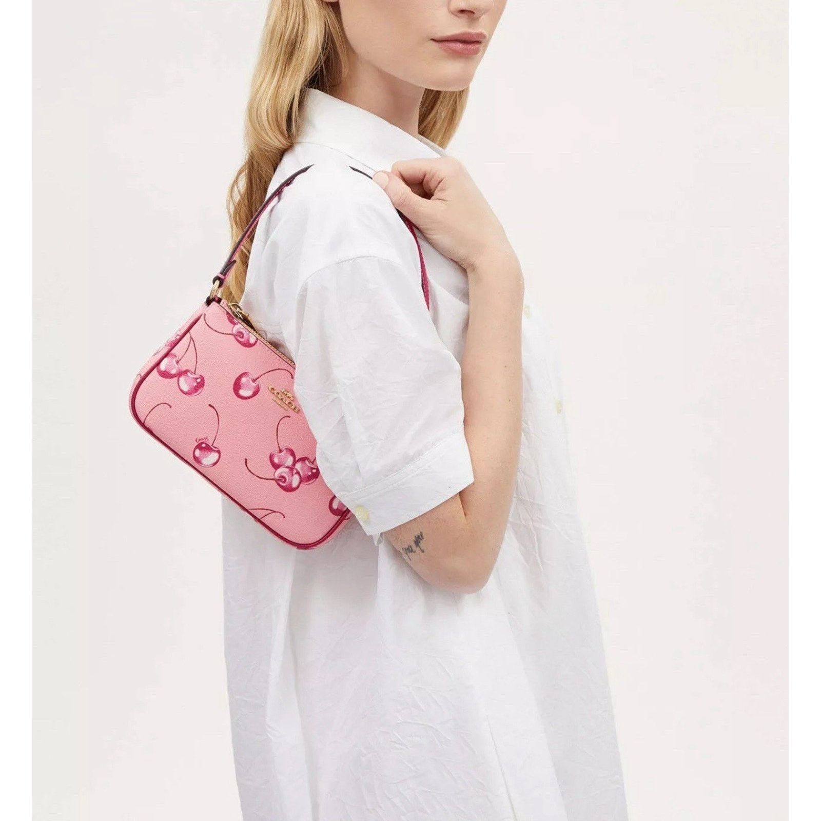 Coach NWT COACH CR827 Nolita 19 Cherry Flower Pink Bright Violent Size ONE SIZE - 10 Thumbnail