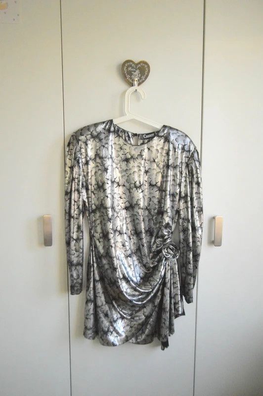 Other Creasy Paris 90s 80s Vintage Retro Silver Dress Size M / US 6-8 / IT 42-44 - 8 Thumbnail