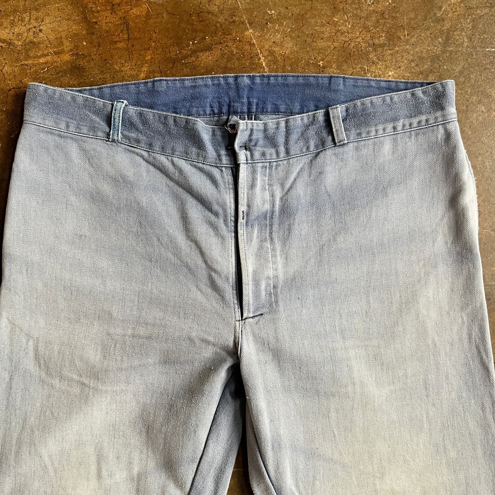 Vintage VTG French Sanforized Chore Pants Fade and Repairs 38x26 Size US 38 / EU 54 - 3 Thumbnail