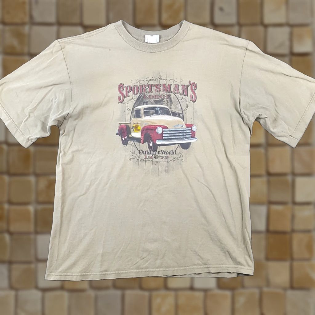 Bass Pro Shops Bass Pro Shop Distressed T-Shirt Truck Men XL Grunge Beiges 00s 90s Fishing Car Lodge Sportsman Size US XL / EU 56 / 4 - 1 Thumbnail