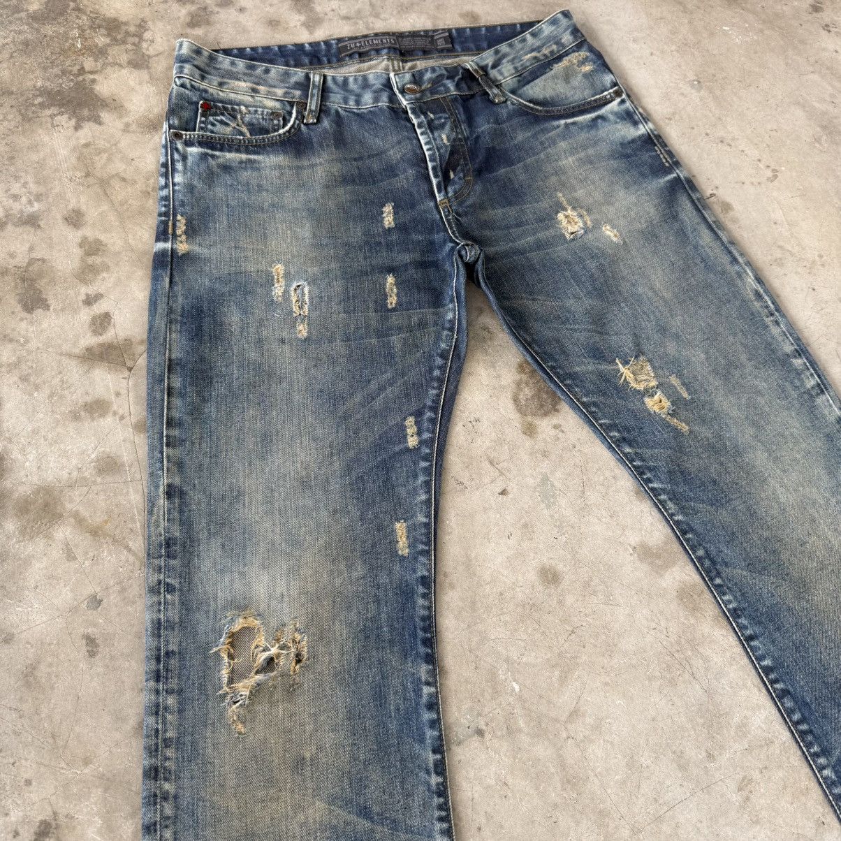 Japanese Brand W34x30.5 Vintage ZuElement Faded Rusty Ripped Denim Jean Size US 34 / EU 50 - 6 Thumbnail
