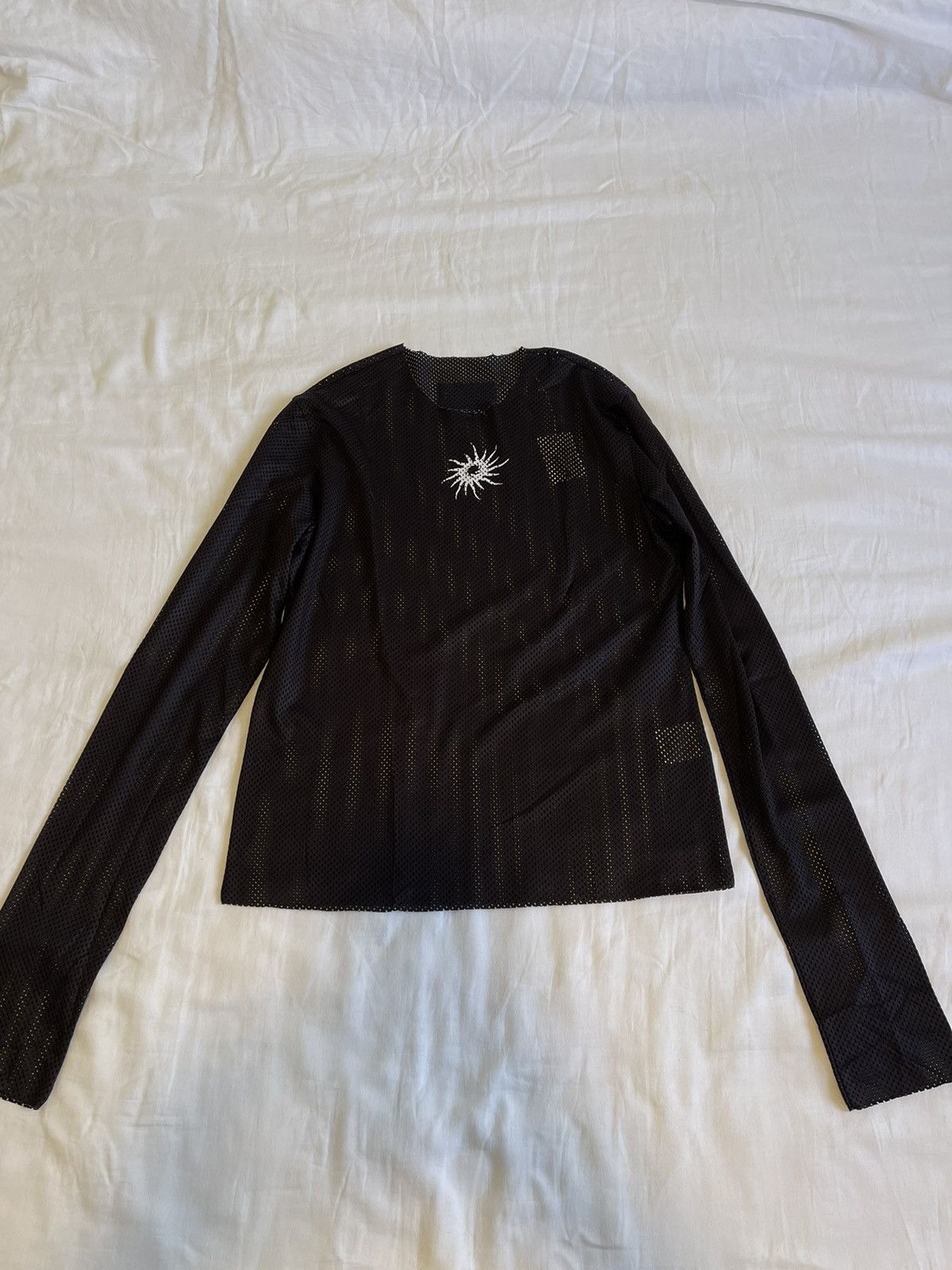 Image of Rombaut Black Logo Blouse Mesh Long sleeve Tee, Women's (Size XL)