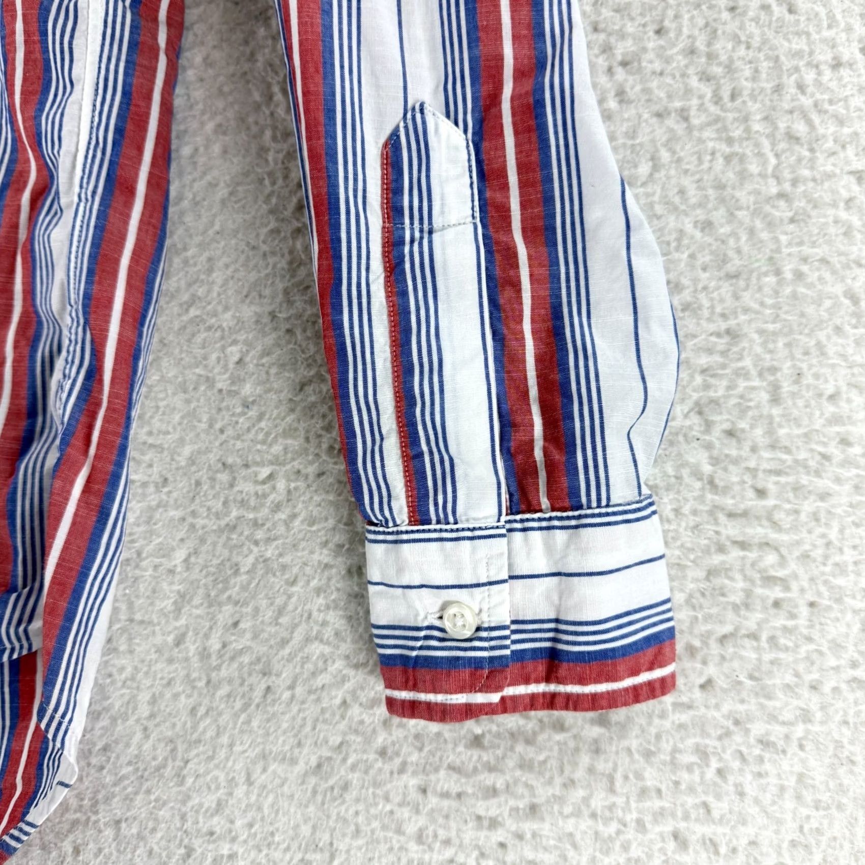 Vintage Grayson The Hero Button-Down Shirt Womens Medium Red Stripe Relaxed Fit Cotton Size M / US 6-8 / IT 42-44 - 4 Thumbnail