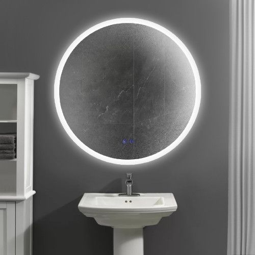 Designer × Homemade 32 x 32 Inch Round Frameless LED Illuminated Bathroom Mirror Size US L / EU 52-54 / 3 - 7 Thumbnail