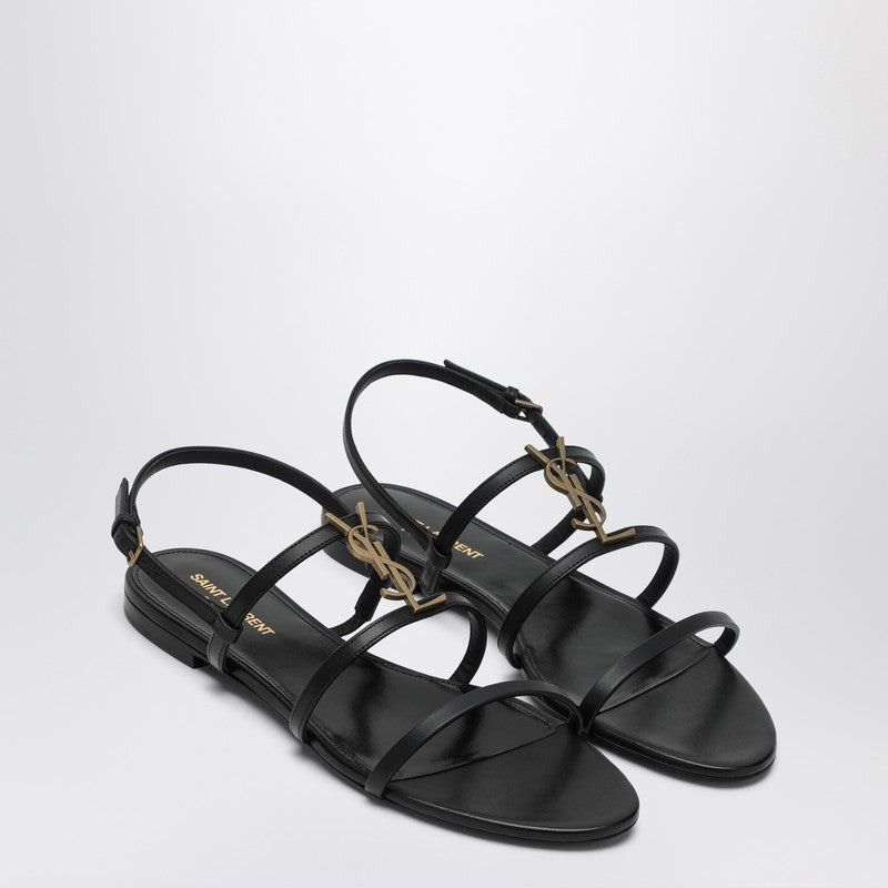 Saint Laurent Paris os11x0126 Cassandra Flat Sandals in Black Size US 11 / IT 41 - 1 Thumbnail