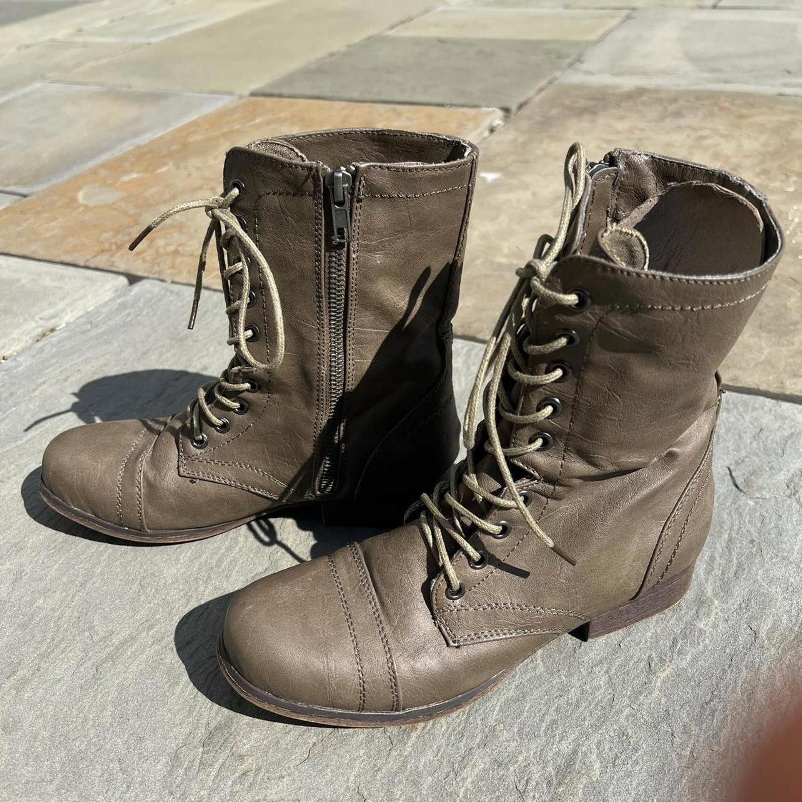 Steve Madden Brown Tan Leather Lace Up Boots Size 6 Size US 6 / IT 36 - 2 Thumbnail