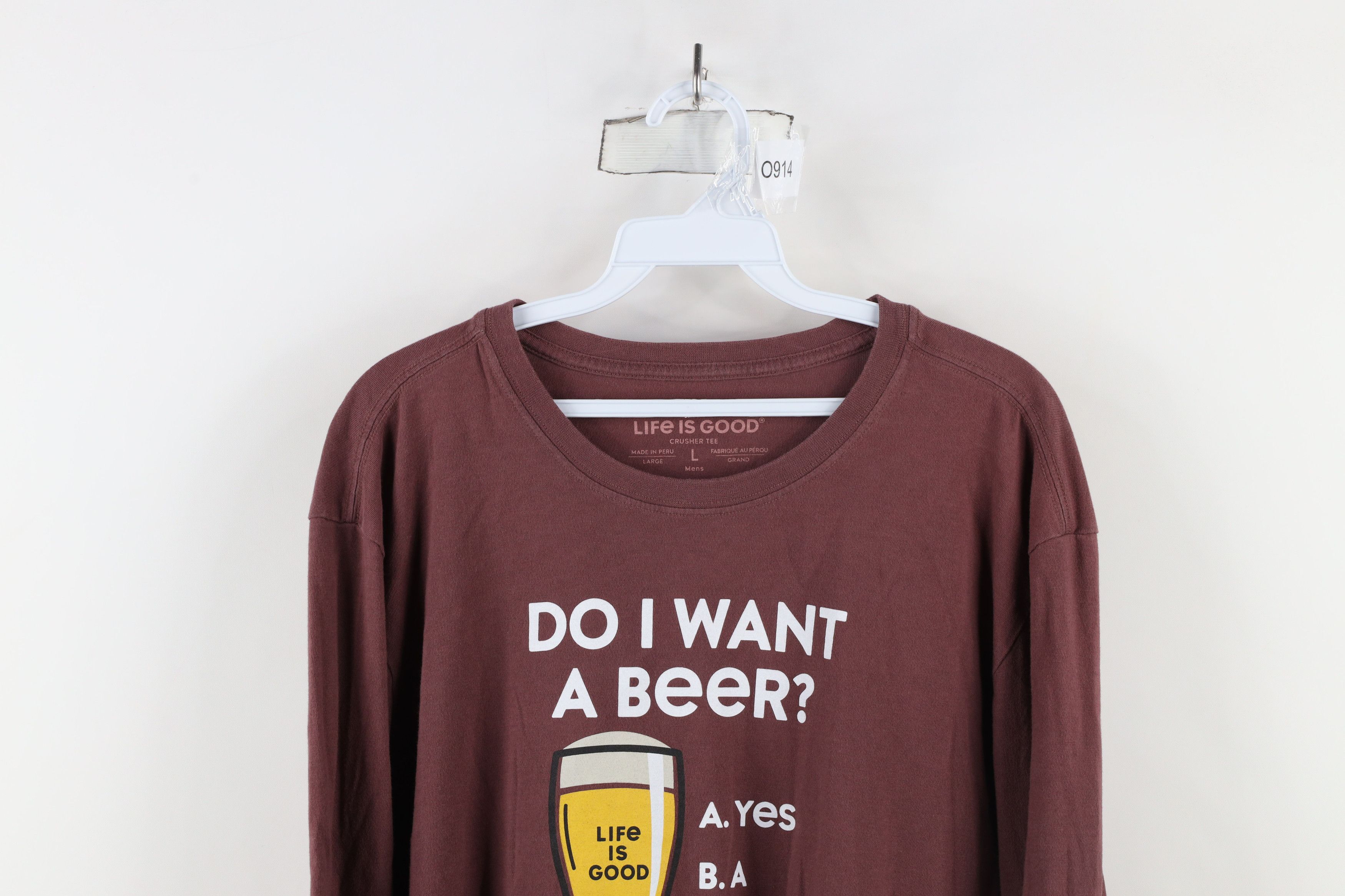 Life is Good × Vintage Life Is Good Do I Want A Beer Long Sleeve T-Shirt Red Size US L / EU 52-54 / 3 - 2 Thumbnail