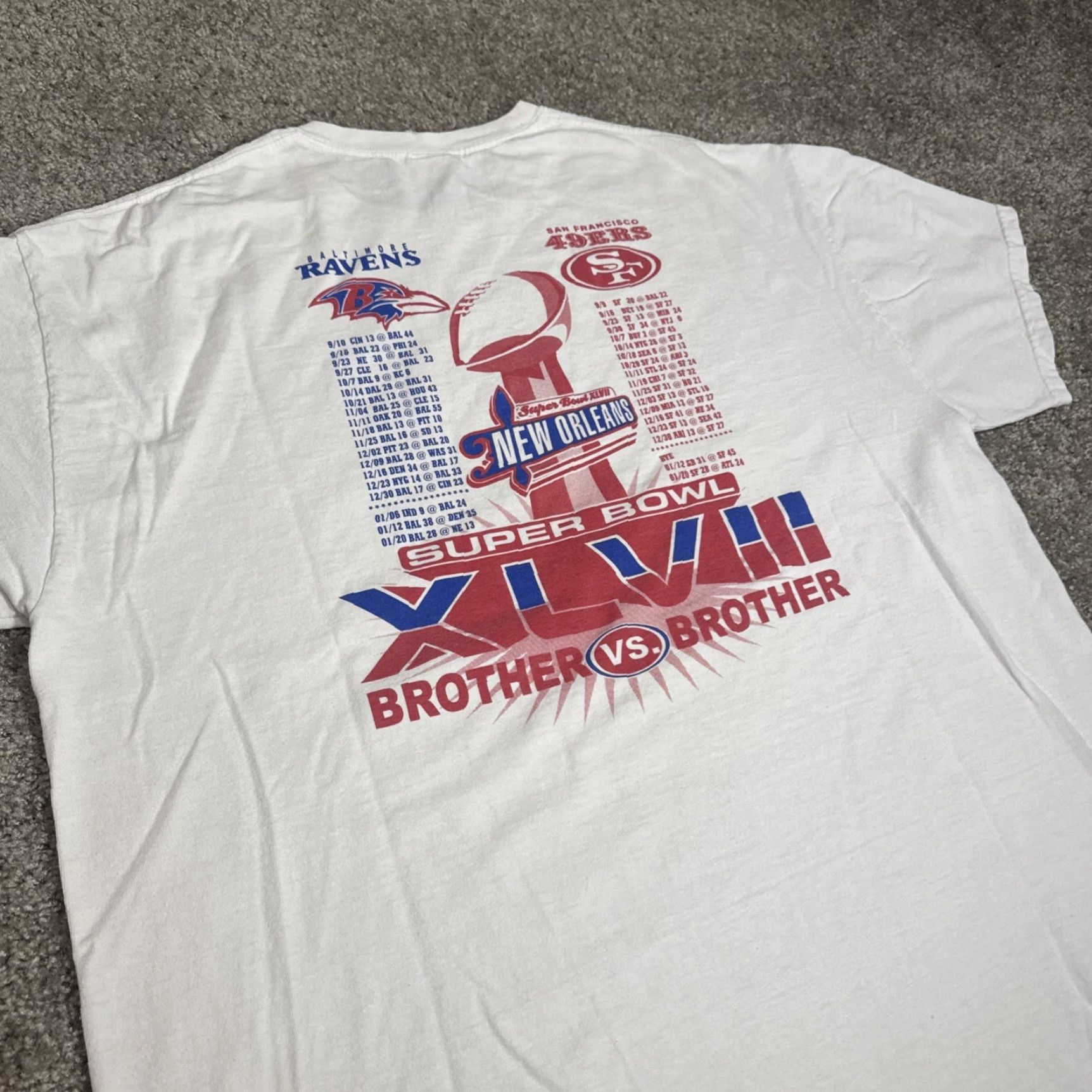 NFL VINTAGE NFL T-Shirt Men XL White Super Bowl XLVII San Francisco 49ers Baltimore Ravens Raven Size US XL / EU 56 / 4 - 7 Thumbnail