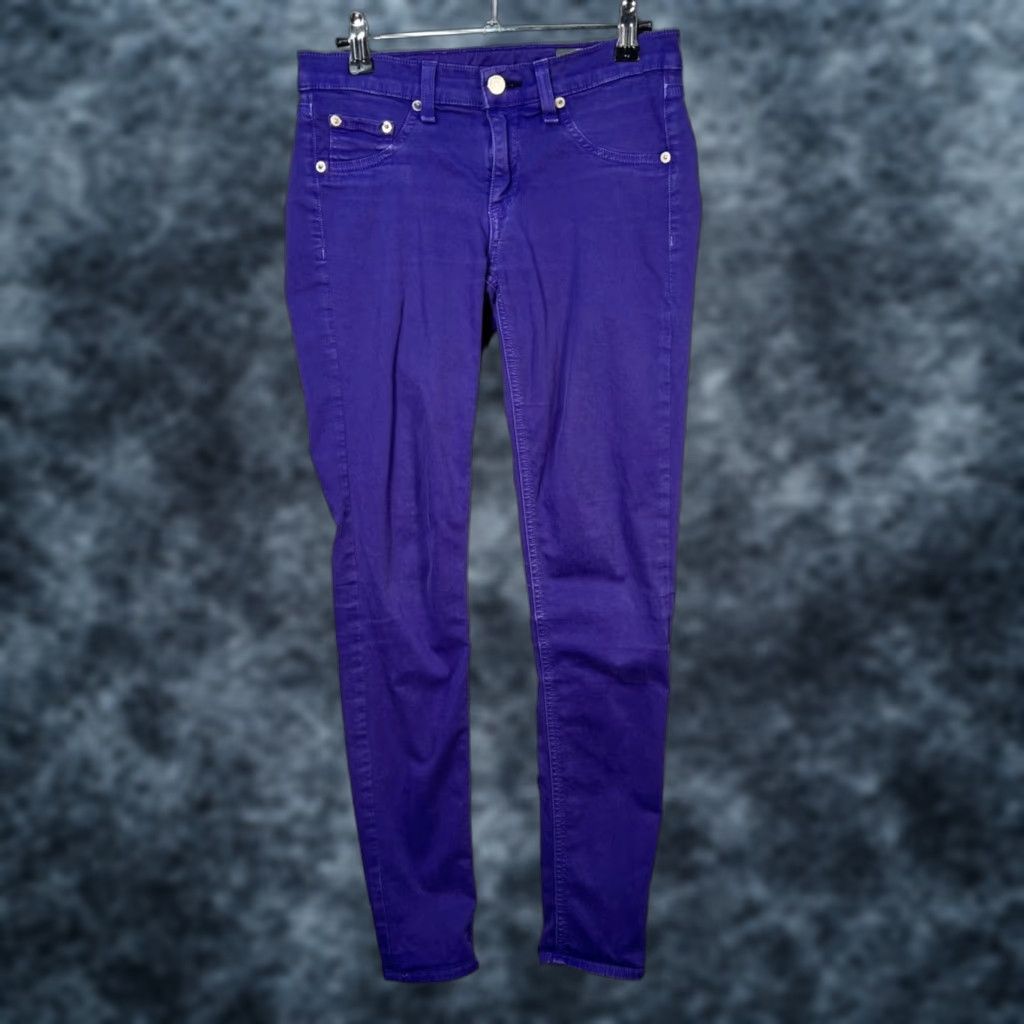 Rag & Bone rag & bone Jeans Womens 25 Purple Skinny Jeans Cotton Blend Stretch Denim Slim 5-Pocket Logo Low Rise 27 in Zip Dark Wash Vintage No Size 27" / US 4 / IT 40 - 1 Thumbnail
