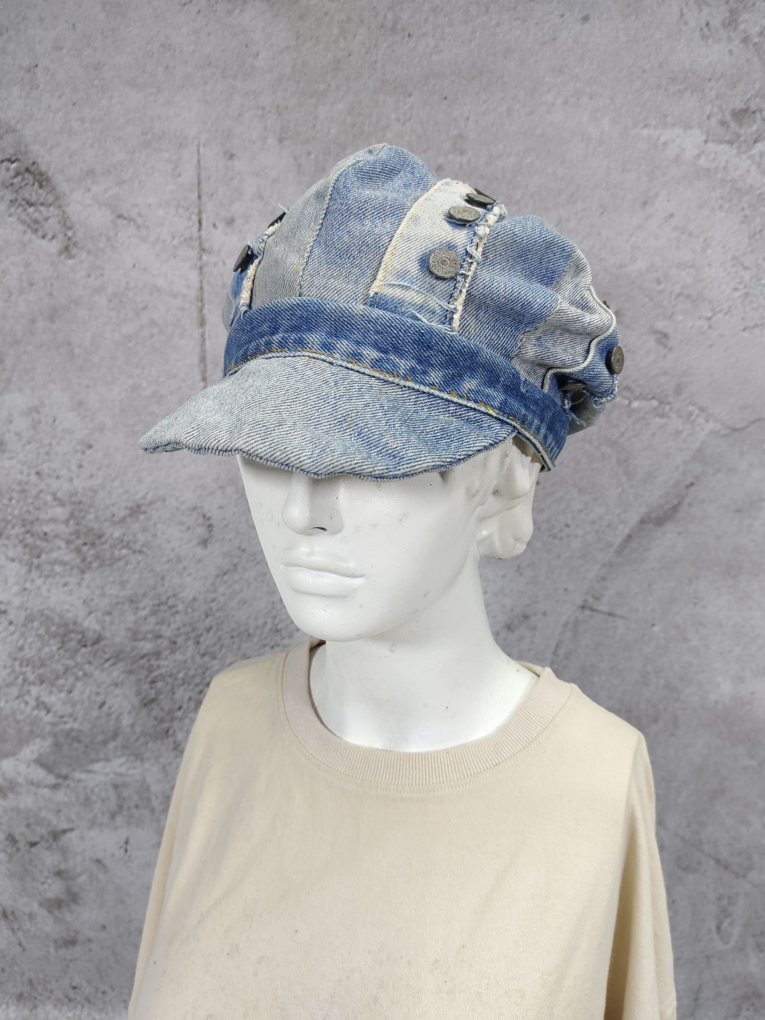 Levi's Vintage Clothing RARE🔥90s AAARDVARK’S Rebuild Levi’s 501 Denim Panel Newsboy Size ONE SIZE - 9 Thumbnail