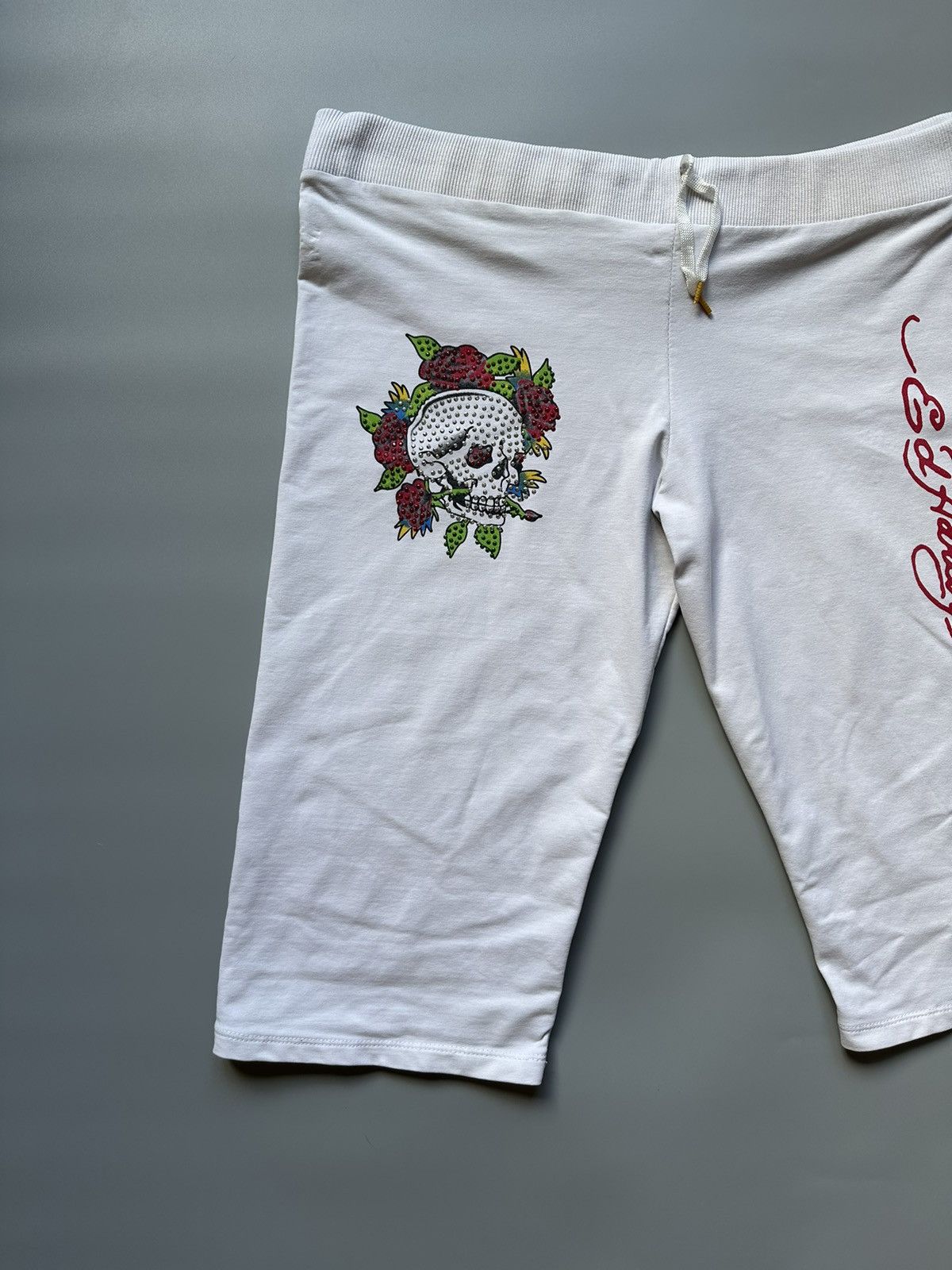 Ed Hardy Ed Hardy Rhinestone Capri Pants White 3/4 Length Y2K Size L Size 35" - 3 Thumbnail