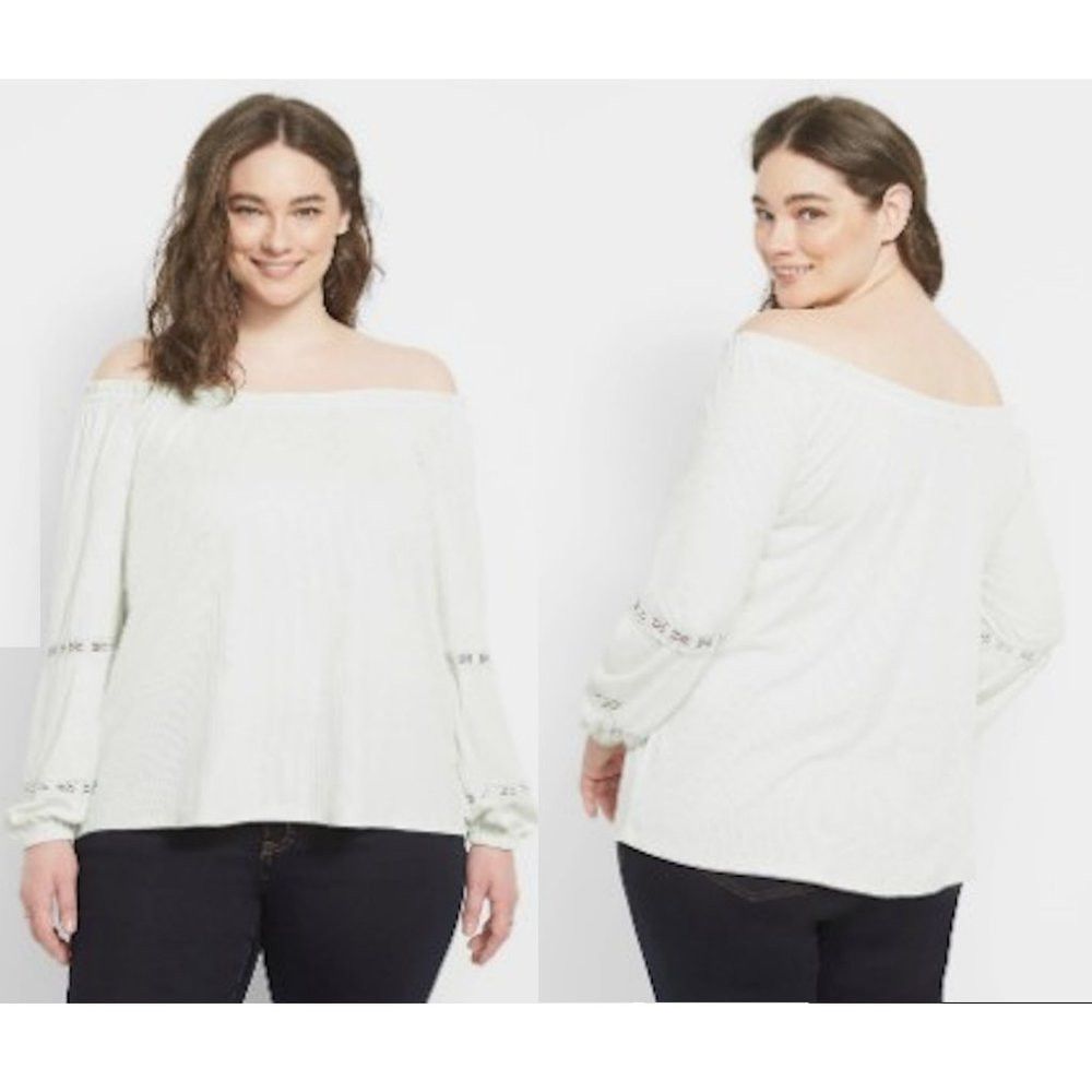 Other NWT New Lane Bryant Light Green Peasant Blouse Size 22/24 Size 4XL / US 24-26 - 1 Thumbnail