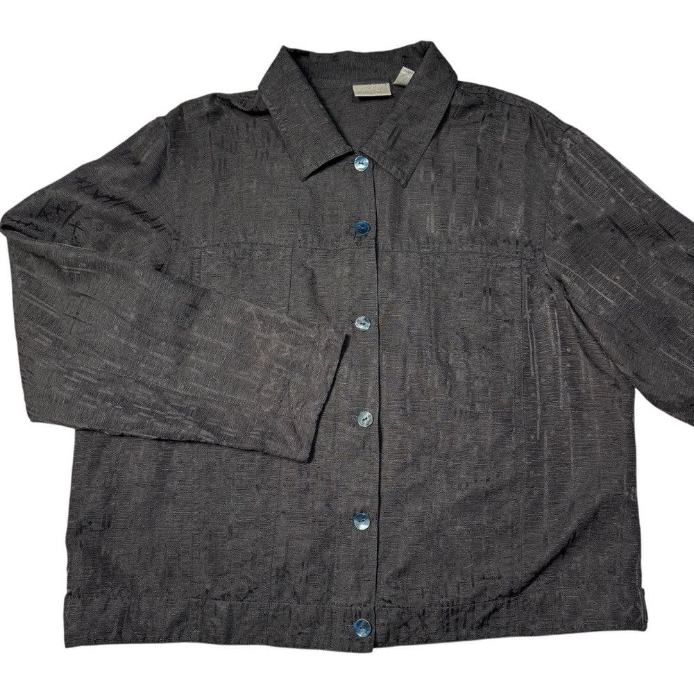 Chicos Chico's Black Silk Linen Jacket Shirt Size 3 US XL Size XL / US 12-14 / IT 48-50 - 5 Thumbnail