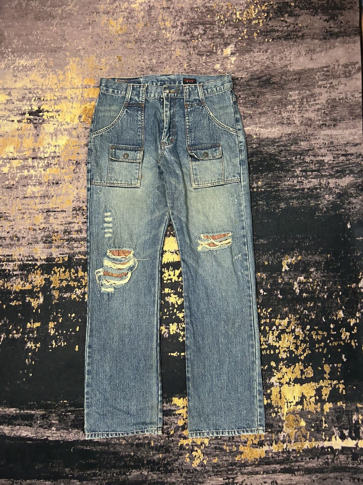 Japanese Brand Kissmark Japan 6 Pocket Rippert Jeans Size US 33 - 1 Thumbnail