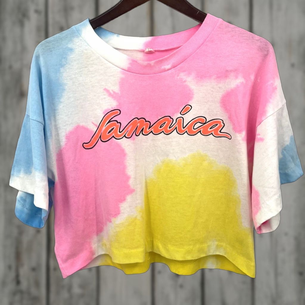 Pinko VINTAGE Jamaica Shirt Pink Orange Neon One Size Cropped 90s Single Stitch y2k - Nike?? Size ONE SIZE - 1 Thumbnail