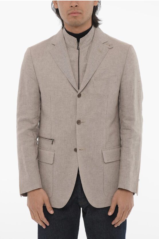 Corneliani ID Linen Blend Blazer with Removable Chest Piece Grailed