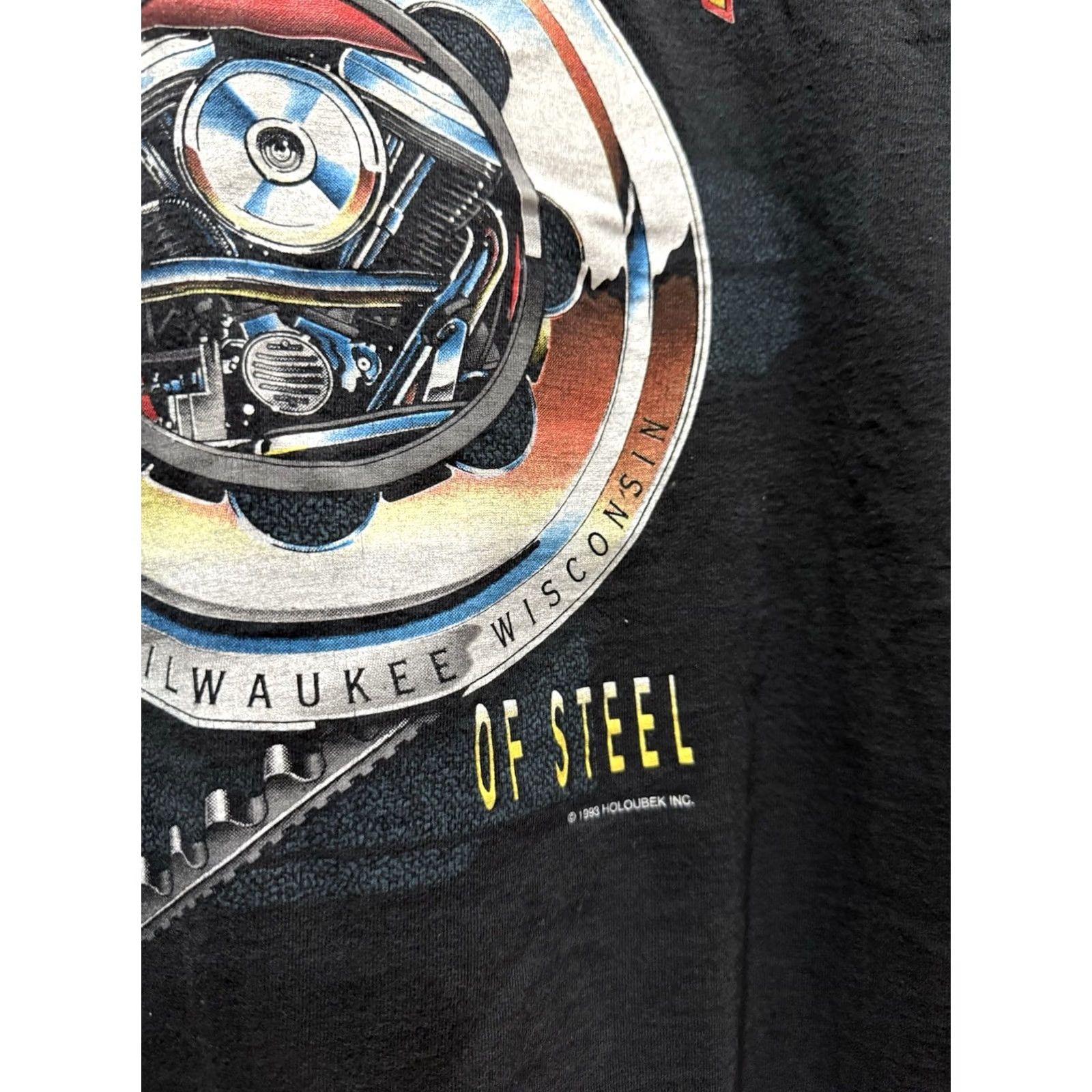 Harley Davidson VINTAGE Harley Davidson Heart Of Steel Black Tee XL Mens 90s Size US XL / EU 56 / 4 - 4 Thumbnail