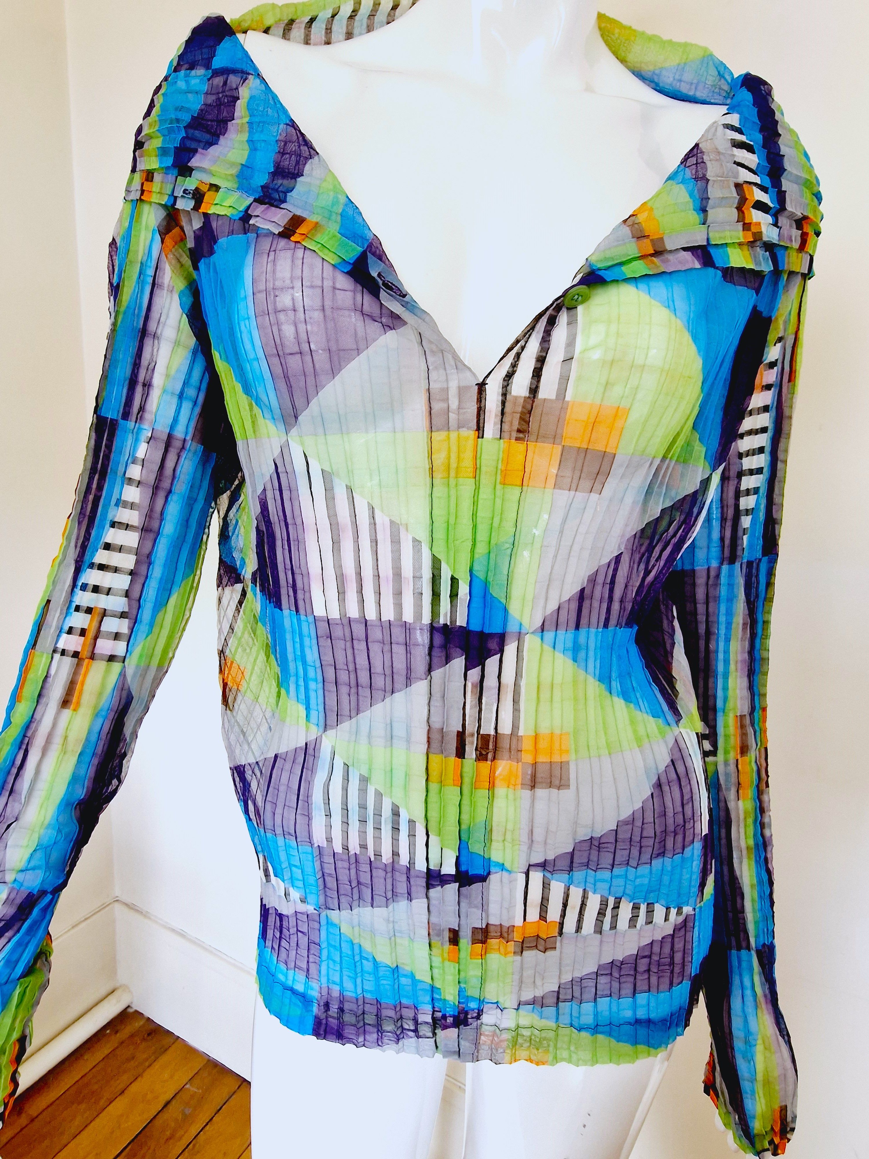 Pleats Please Issey Miyake Issey Miyake Cauliflower Pleated Striped Men Women Top Shirt Size US M / EU 48-50 / 2 - 7 Thumbnail