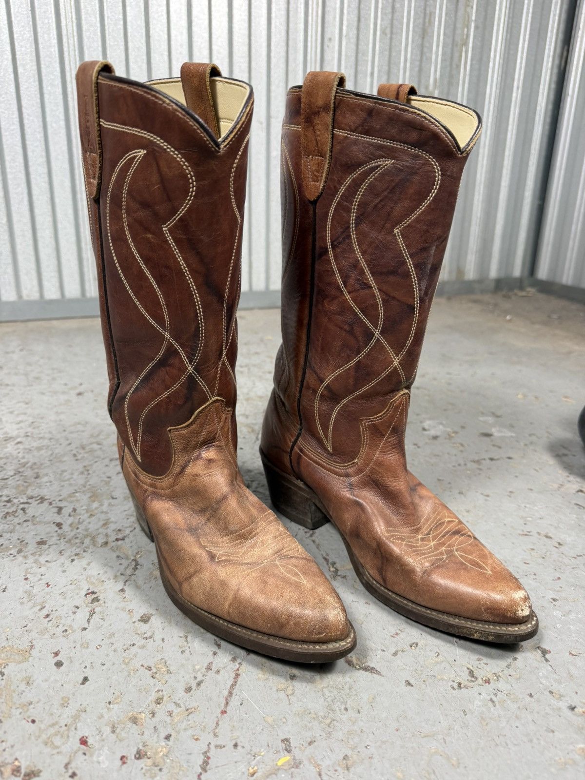 Tony Lama 70s Vintage USA Made Texas Sunburst Inlaid Cowboy Boots Size US 7 / IT 37 - 4 Thumbnail