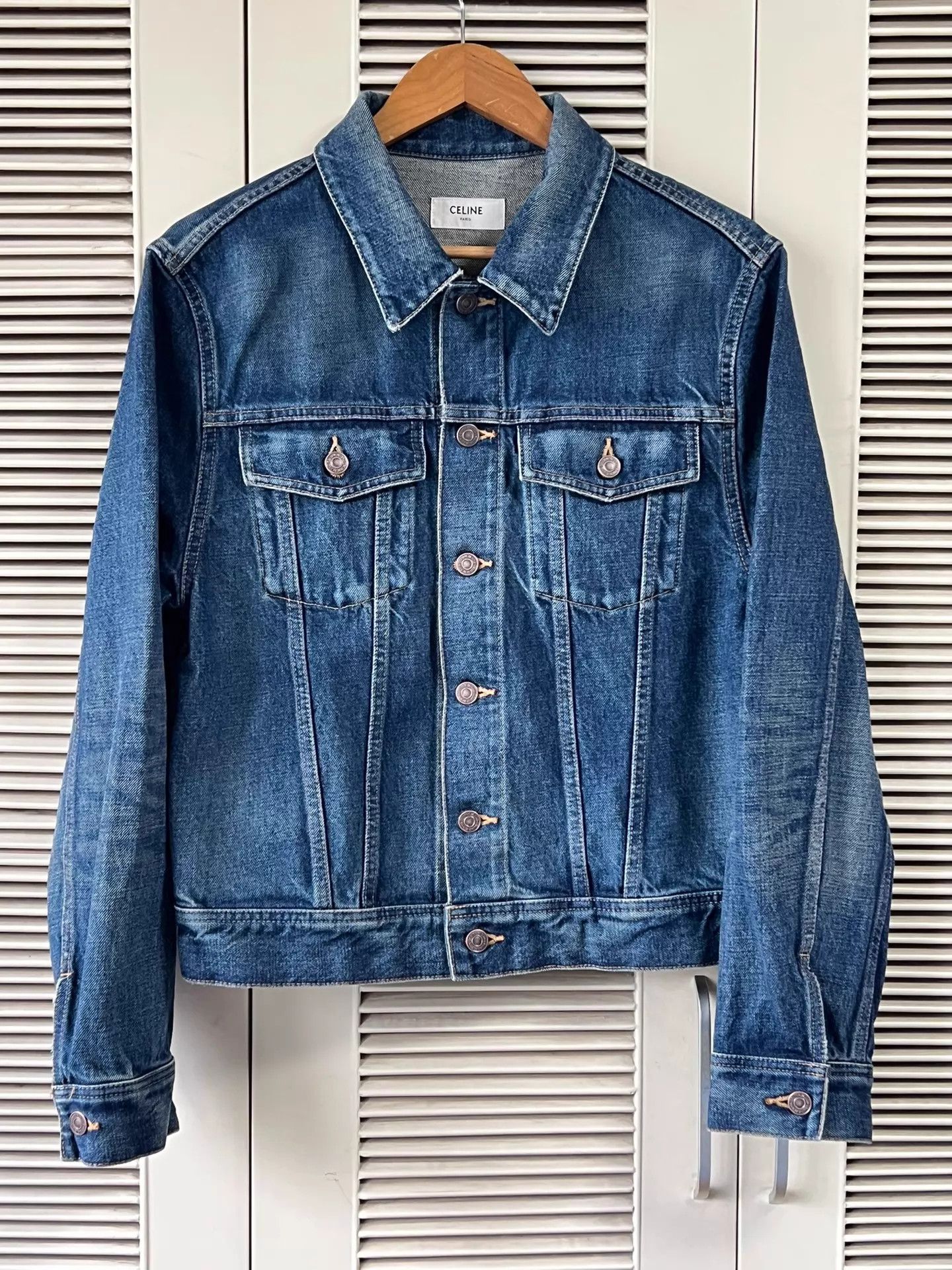 Celine Celine Denim Jacket M Celine Embroidered Back JPN Size M / US 6-8 / IT 42-44 - 2 Thumbnail