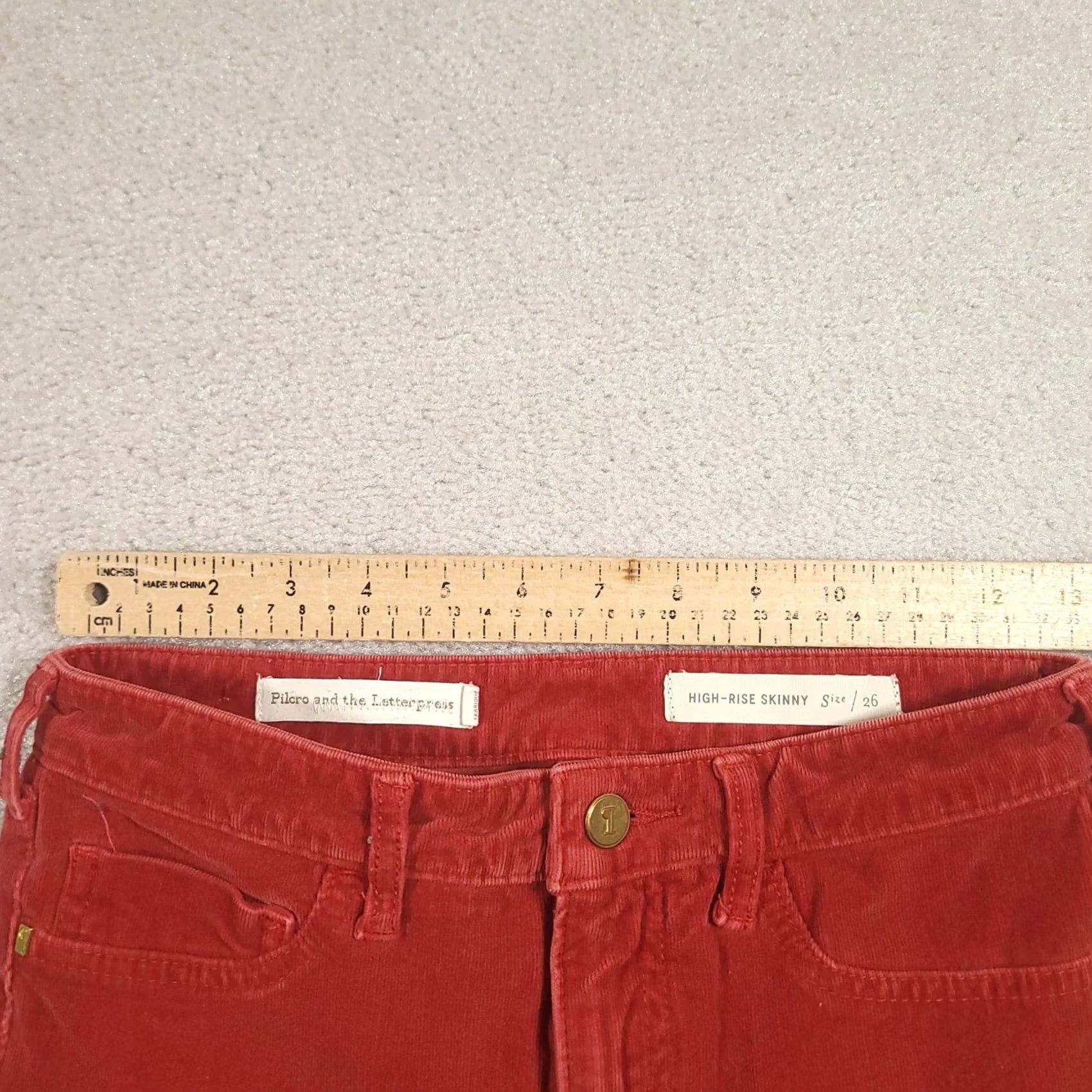 Vintage Pilcro And The Letterpress High Rise Skinny Corduroy Pants Womens 26 Red Size 26" / US 2 / IT 38 - 3 Thumbnail