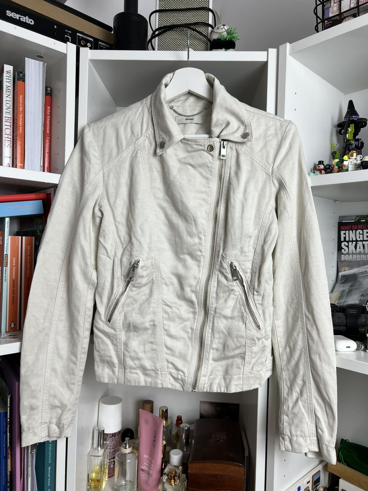 Diesel Vintage y2k Diesel Linien cropped moto / biker jacket XS 00s Size XS / US 0-2 / IT 36-38 - 1 Thumbnail