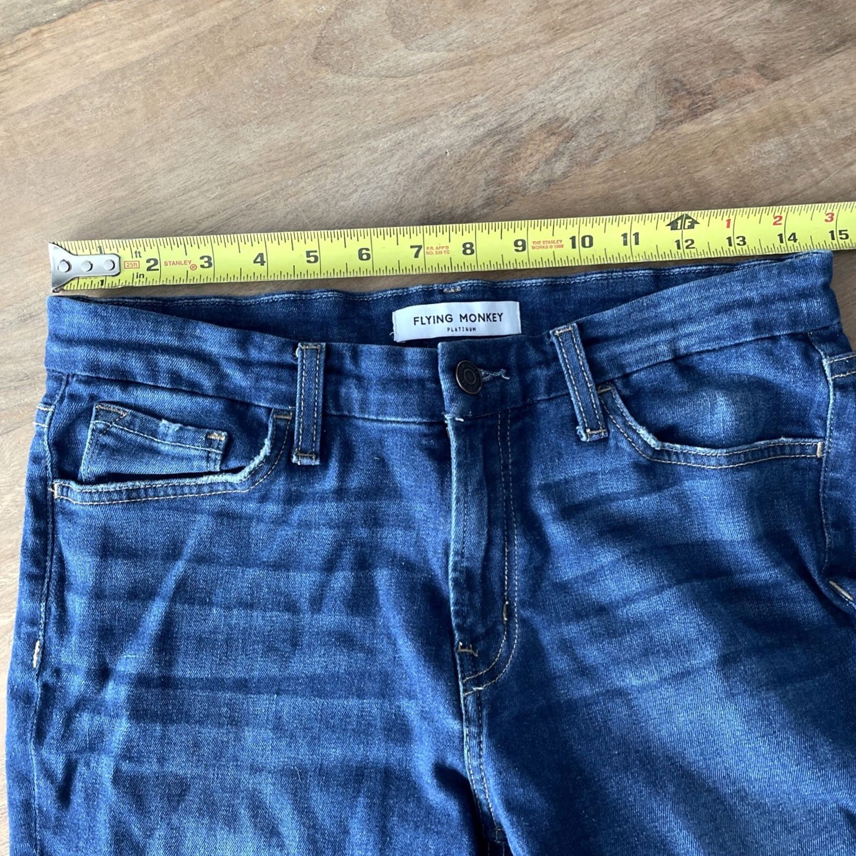 Vintage Flying Monkey Jeans Womens Skinny 29x26 Dark Wash Denim Stretch 5-Pocket City USA Blue Womens Jeans Clothing Size 29" - 3 Thumbnail