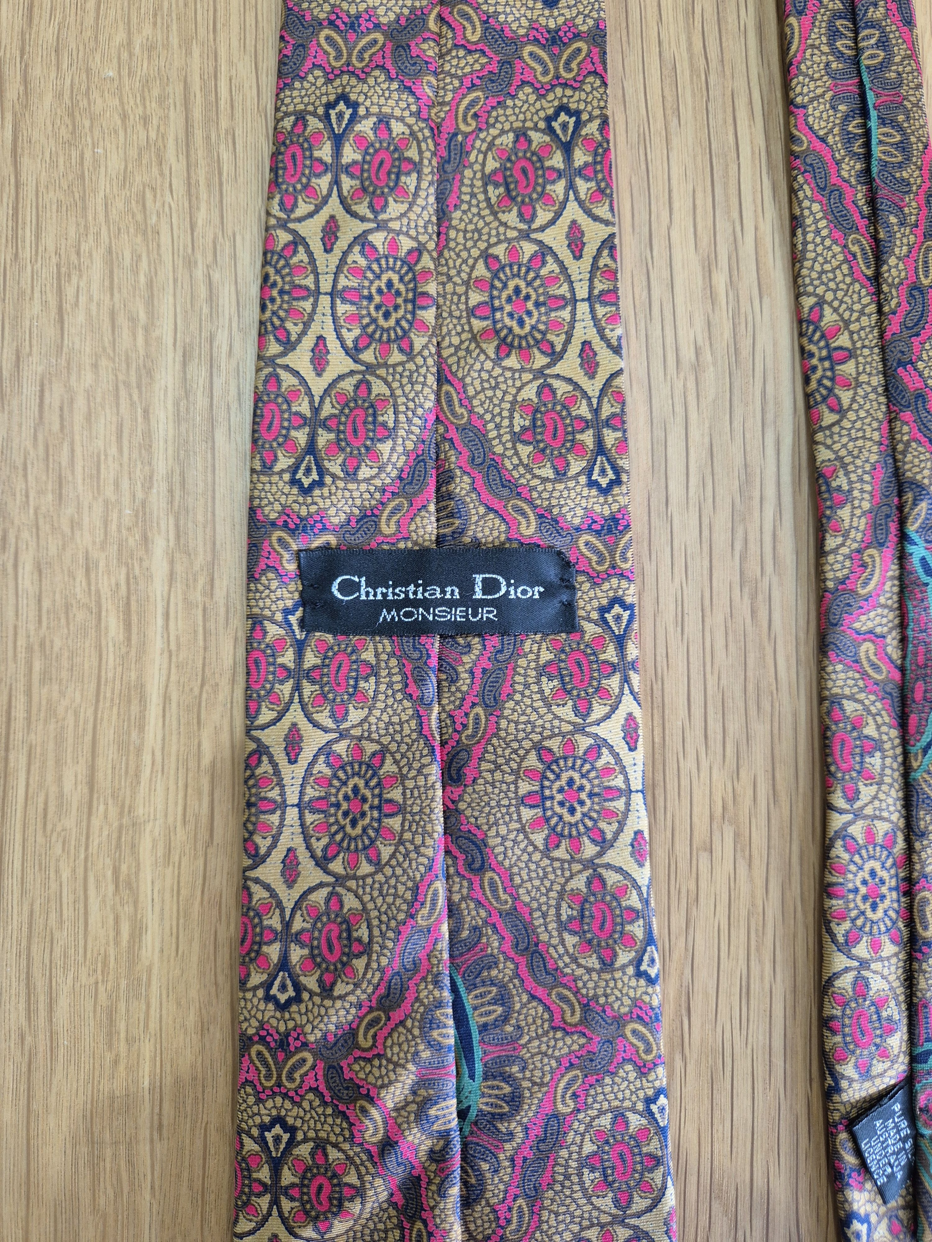 Vintage 1970s Christian Dior Monsieur silk tue
