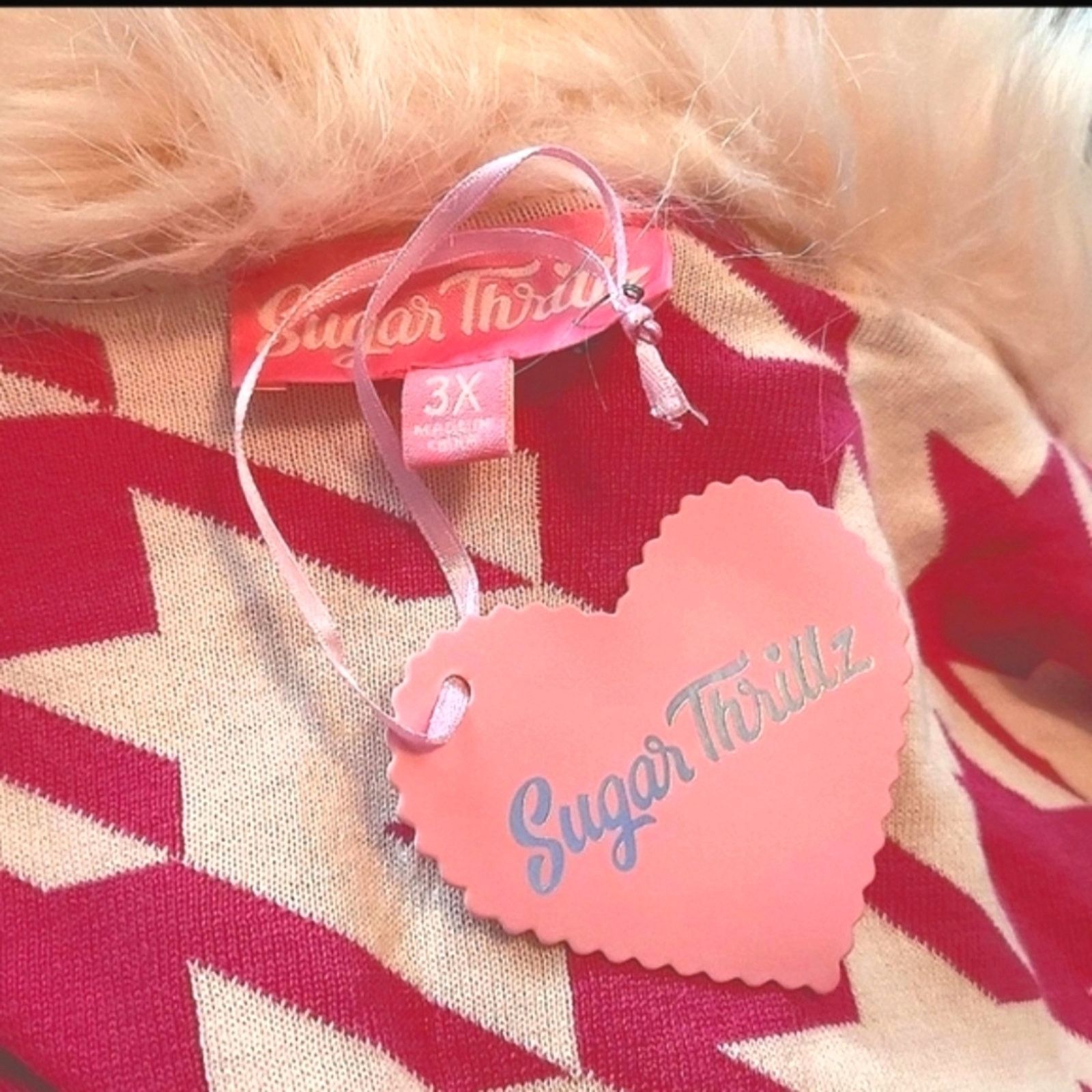 Dolls Kill SUGAR THRILLZ ☆ FUR COLLAR ☆ HOUNDSTOOTH CROP CARDI ☆ 3x NWT Size 3XL / US 20-22 - 9 Thumbnail