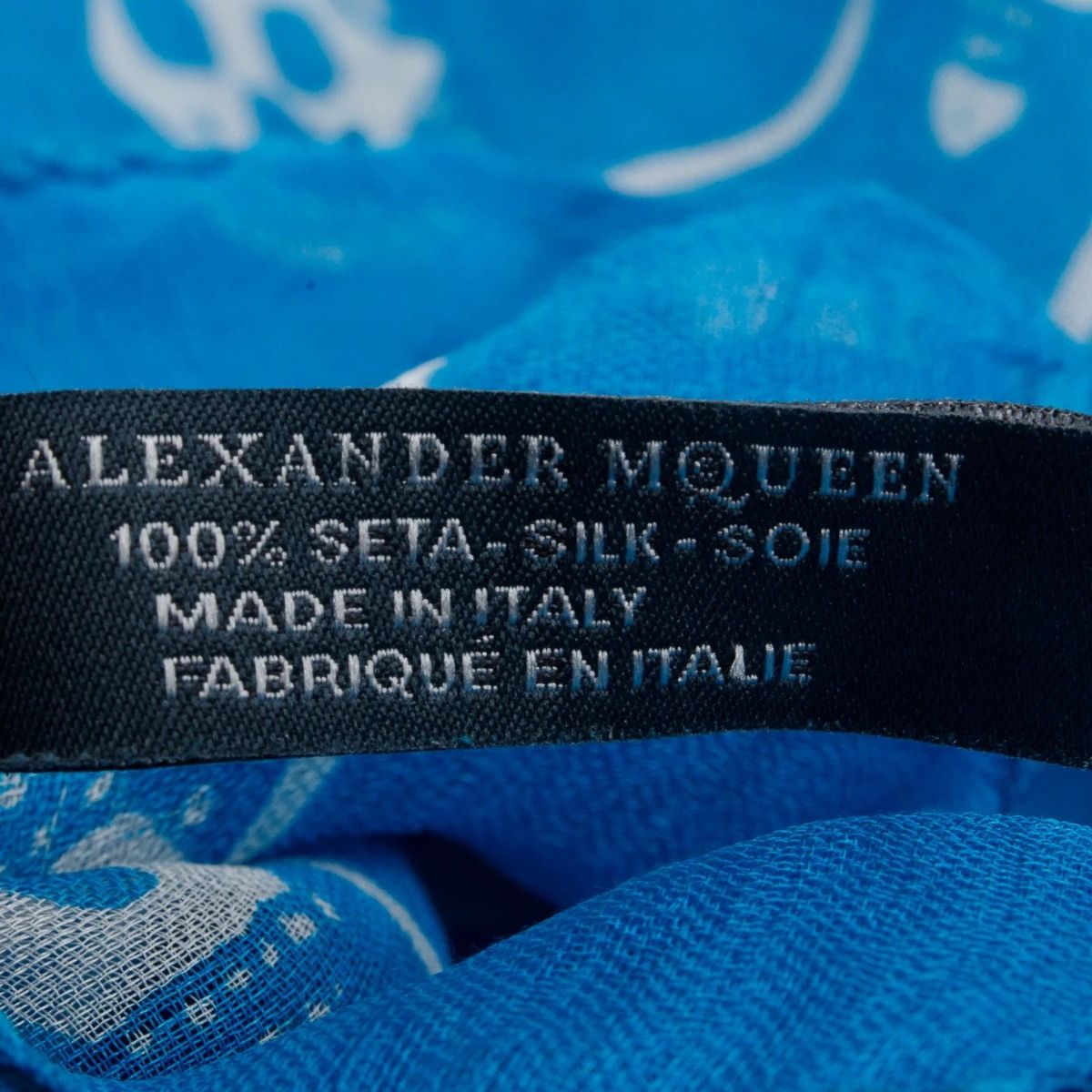 Alexander McQueen ALEXANDER MCQUEEN Blue/White Skull Printed Silk Scarf Size ONE SIZE - 5 Thumbnail