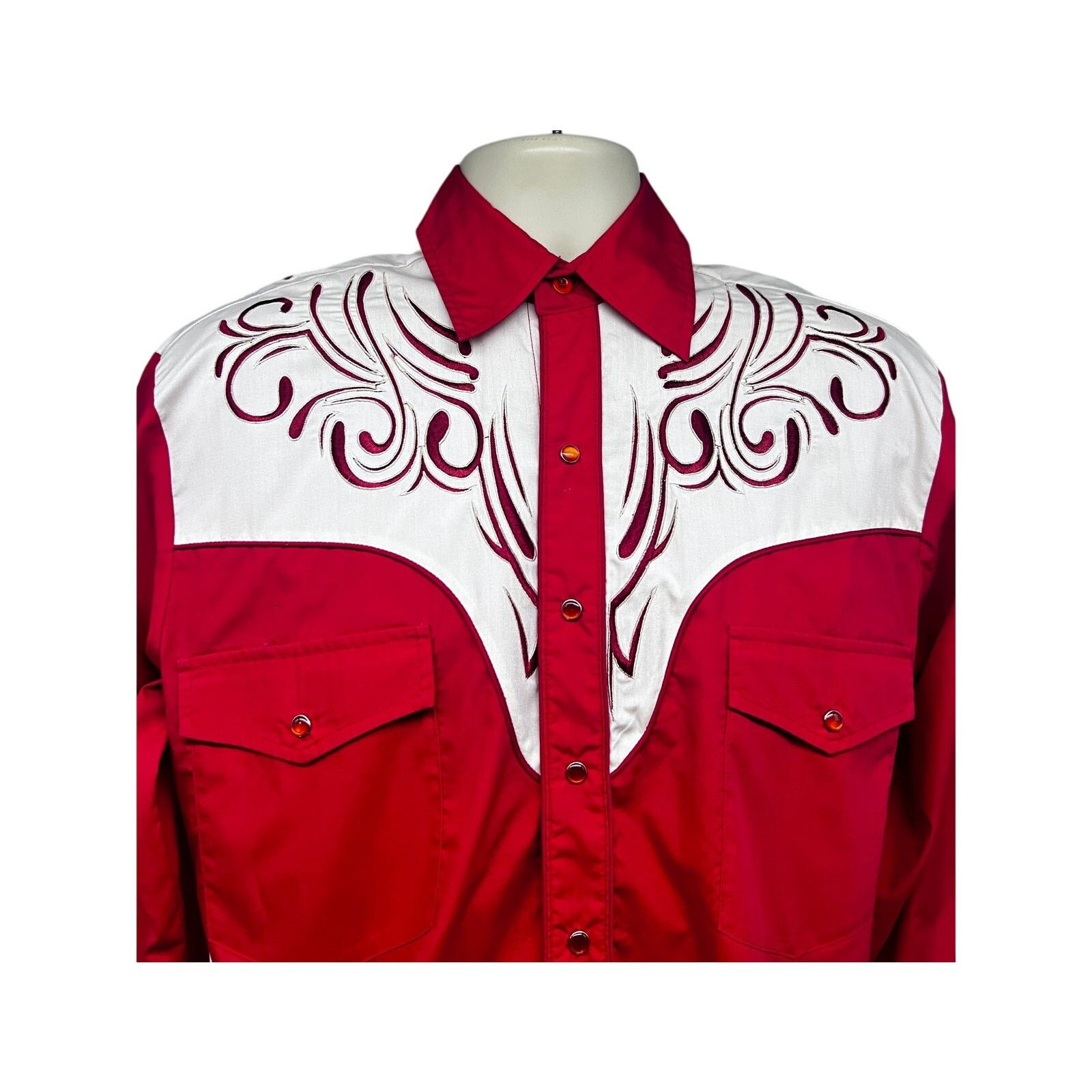 Dragonfly Dragonfly Rockabilly Cowboy Western Red Pearl Snap Shirt M Size US M / EU 48-50 / 2 - 4 Thumbnail
