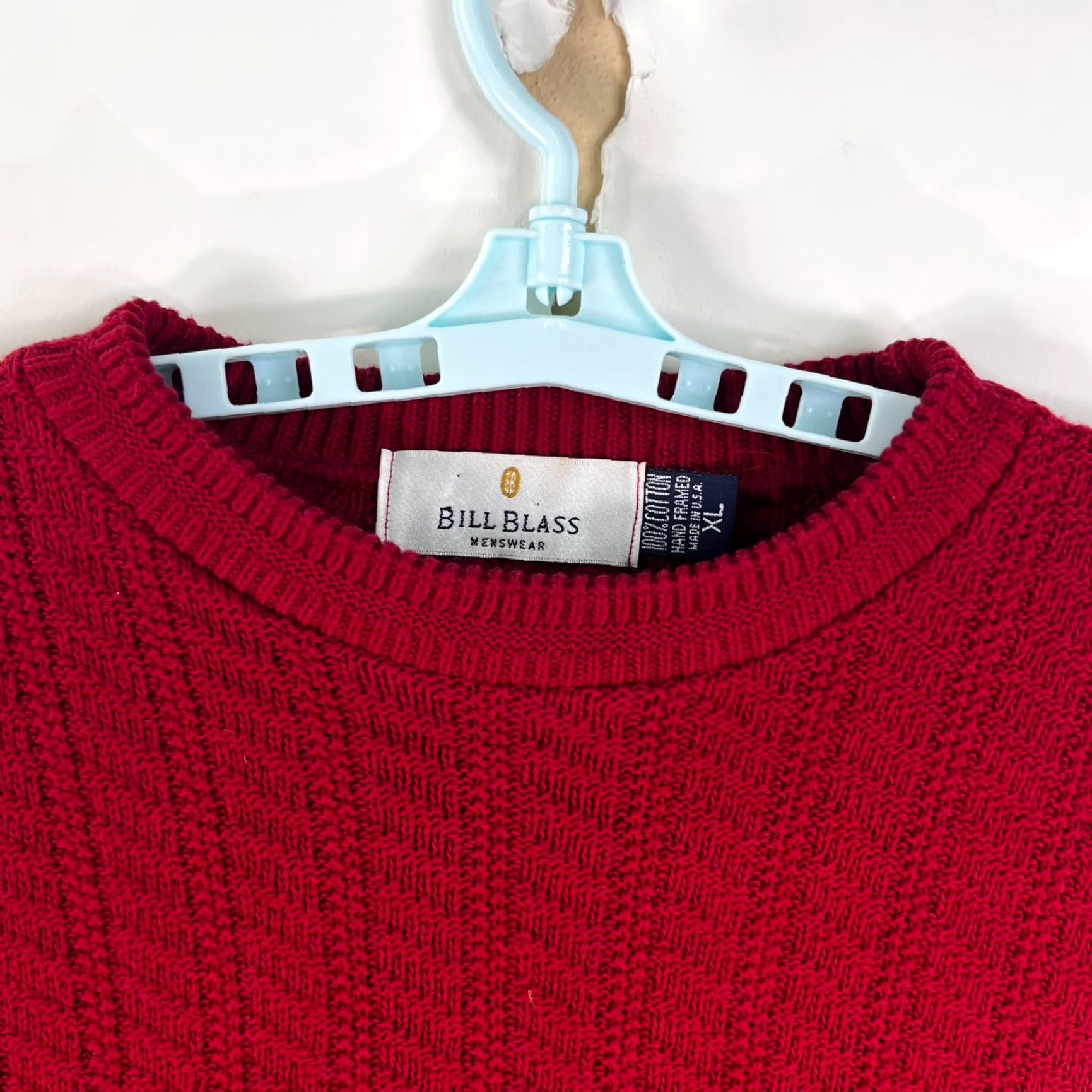 Bill Blass VINTAGE Bill Blass Sweater XL Red Cable Knit Cotton USA Mens Size US XL / EU 56 / 4 - 3 Thumbnail