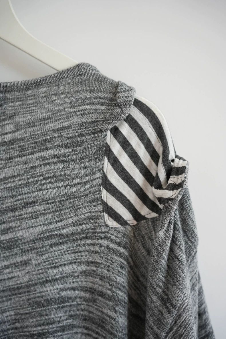 Yohji Yamamoto Yohji Yamamoto 15ss Grey Stripe Patchwork Short Sleeve 2502 Size US L / EU 52-54 / 3 - 5 Thumbnail