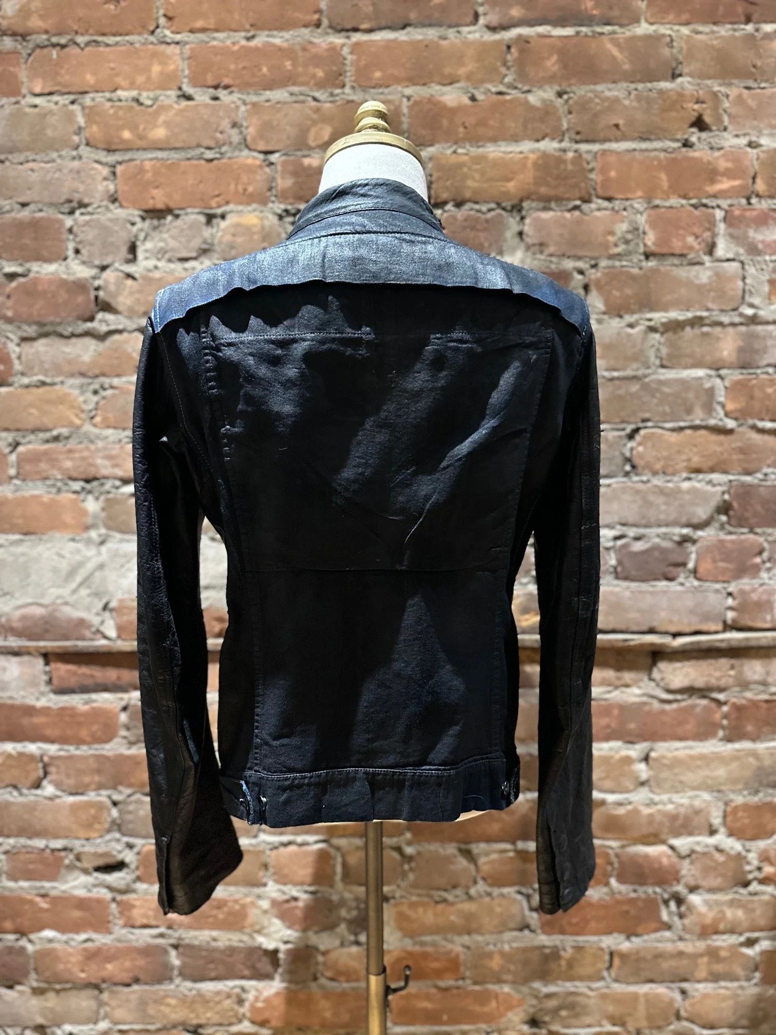 Rick Owens Drkshdw Rick Owens DRKSHDW Wax-Coated Denim & Leather Jacket Size US M / EU 48-50 / 2 - 3 Thumbnail