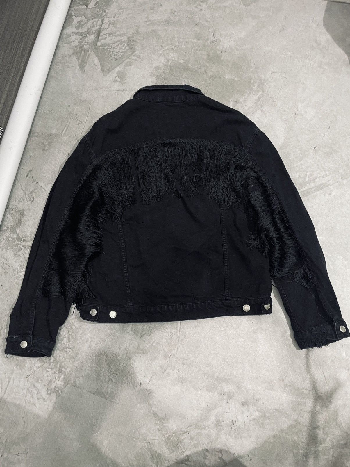 Zara Zara Woman's Black Denim Jacket Cowgirl Western Boho Size L / US 10 / IT 46 - 2 Thumbnail