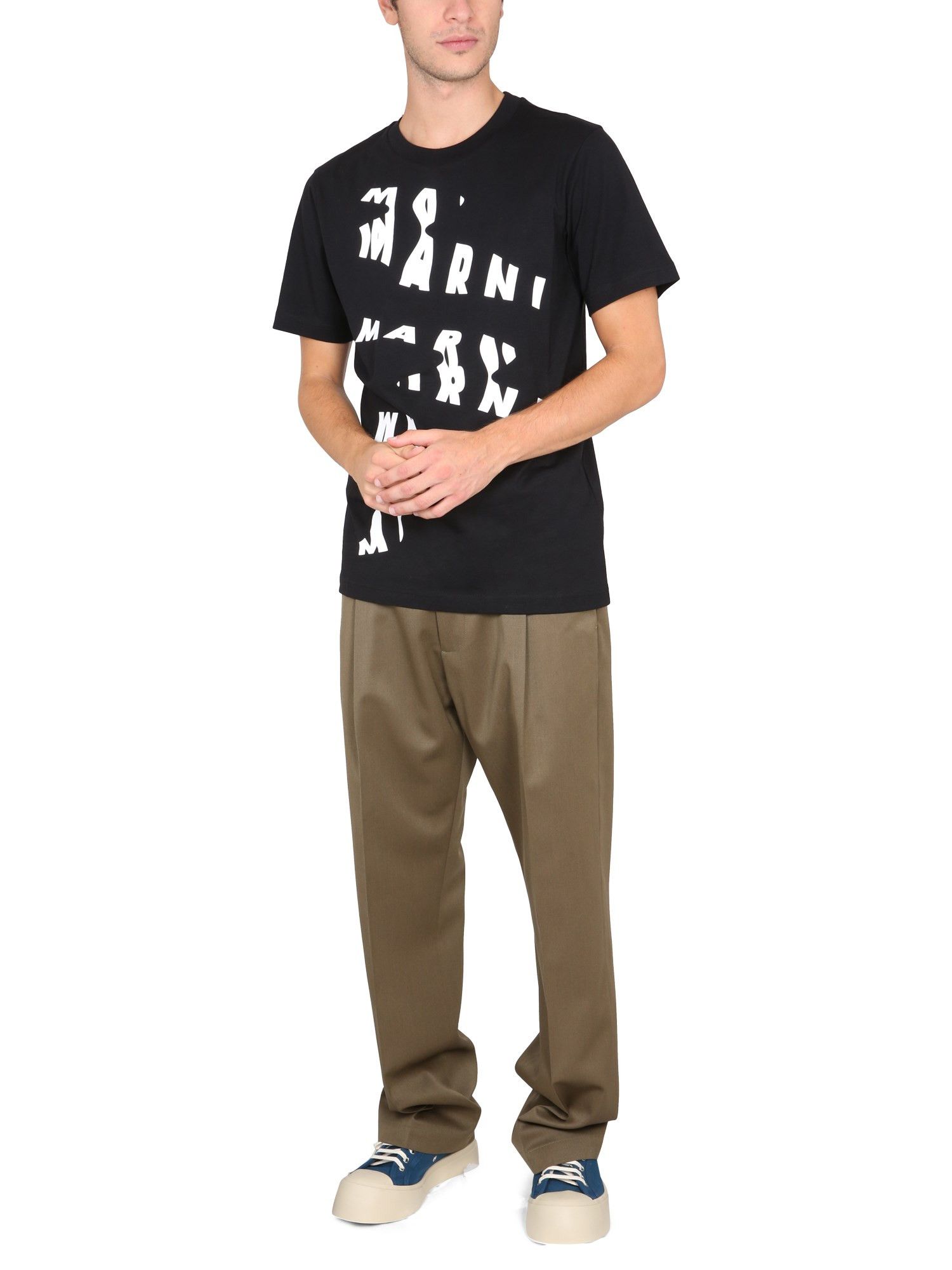 Marni o1y0225 Logo Crewneck T-Shirt in Black/White Size US M / EU 48-50 / 2 - 4 Thumbnail