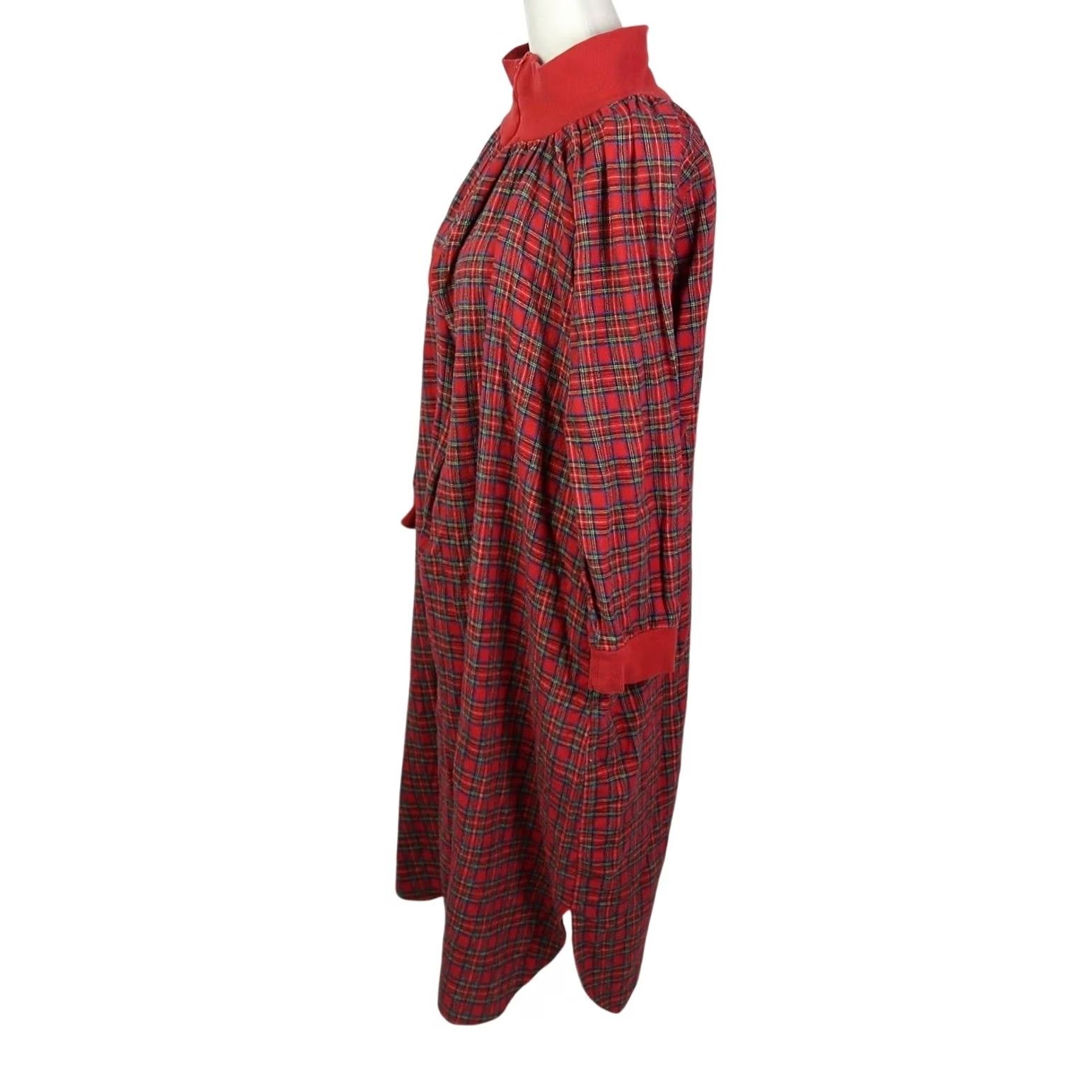 Vintage VINTAGE Anthony Richards Red Plaid Flannel Zip Front Nightgown Dress L Womens Size L / US 10 / IT 46 - 3 Thumbnail