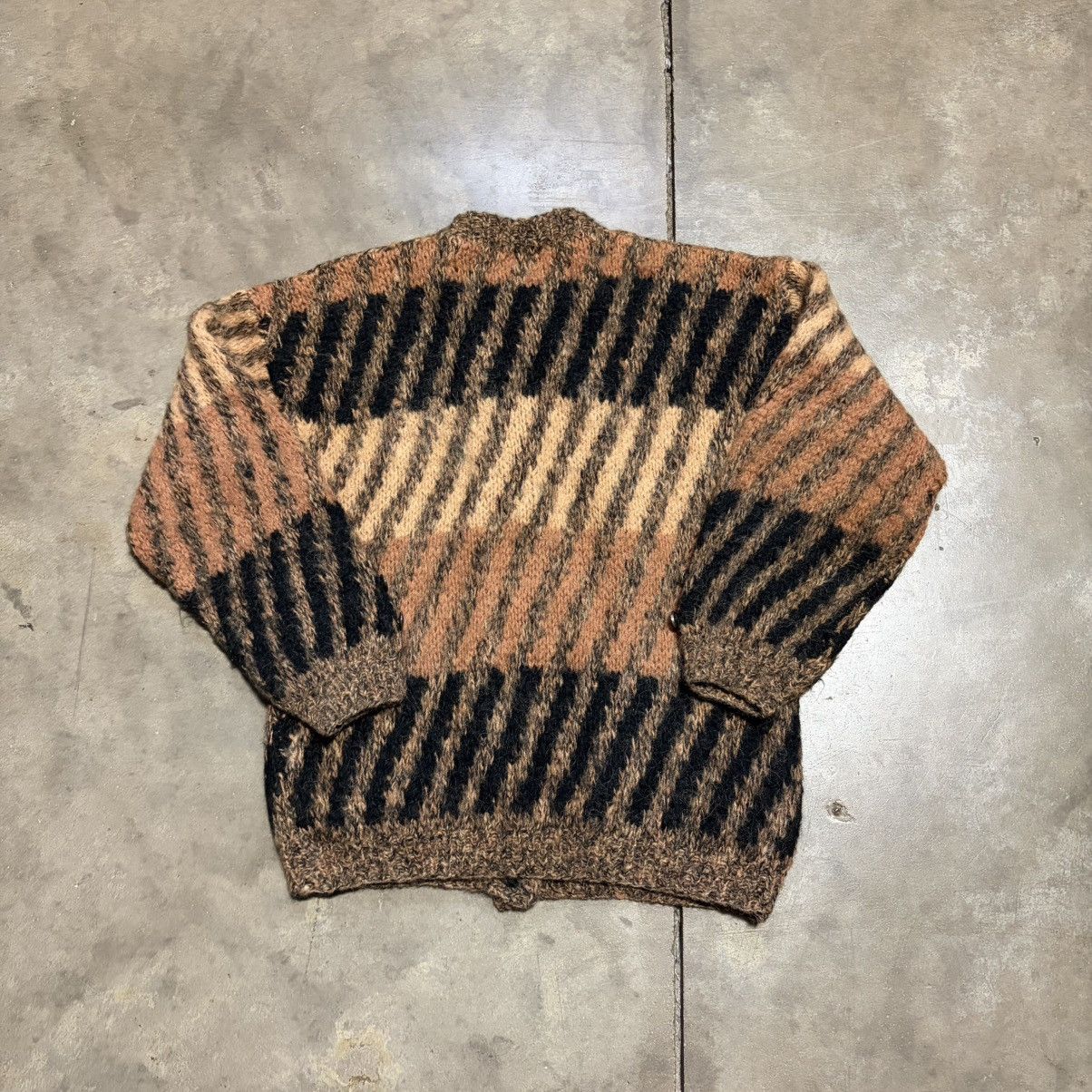 Vintage Vintage 70s Mohair Cardigan Sweater Striped Patterned Size US XS / EU 42 / 0 - 7 Thumbnail