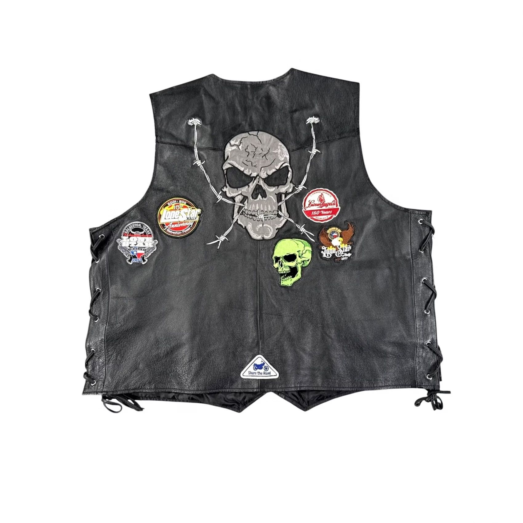 Vintage VINTAGE Leather Motorcycle Vest Mens 3XL Black Club Biker Patch Snake Skull Texas Rally Size US XXL / EU 58 / 5 - 2 Thumbnail