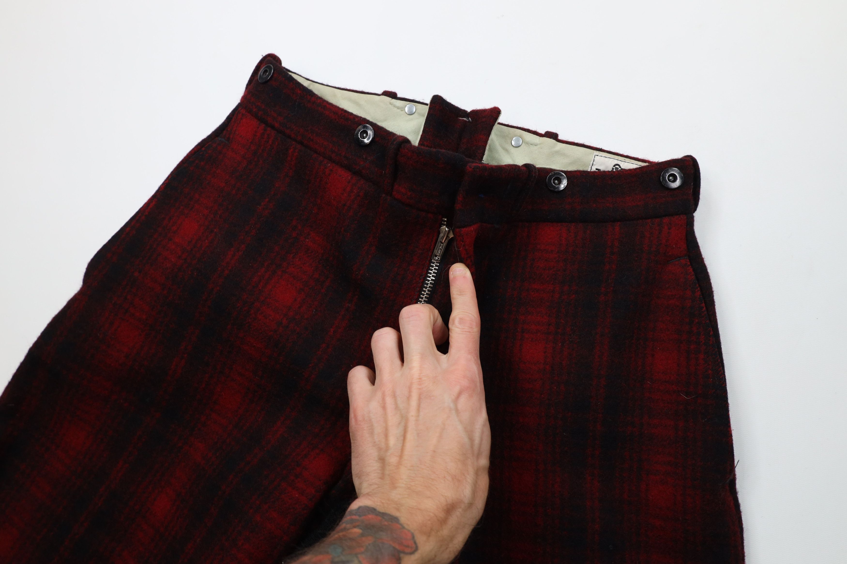 Vintage 60s 70s Woolrich Wool Joggers Pants Plaid USA