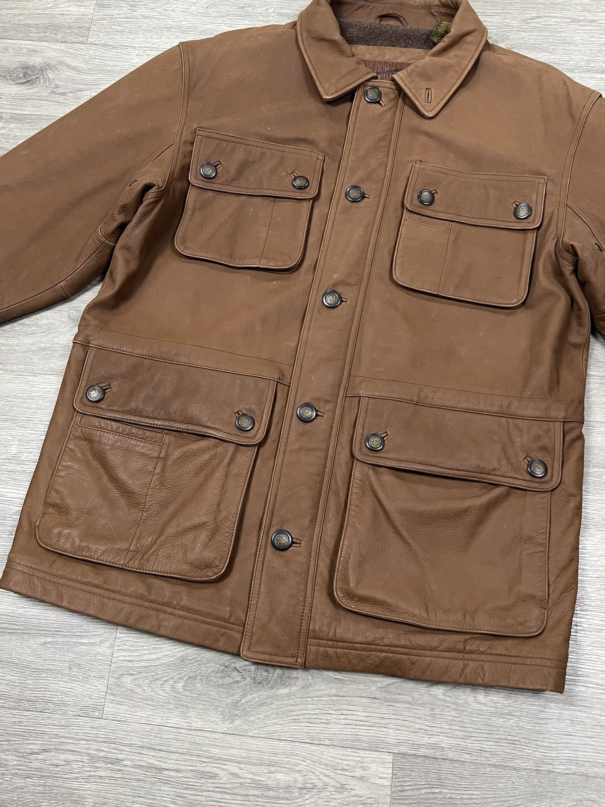Timberland Vintage Timberland Leather Barn Jacket Brown Multi-Pocket Size US S / EU 44-46 / 1 - 6 Thumbnail