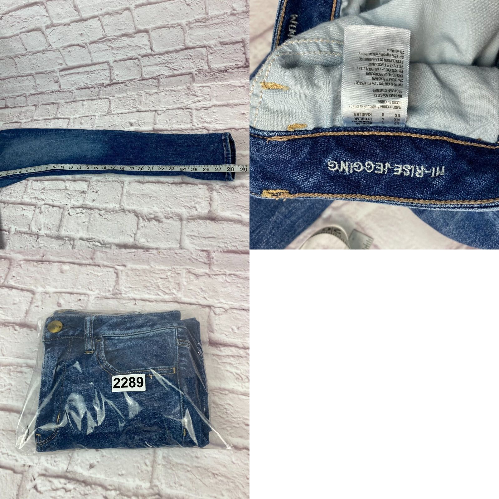 American Eagle Outfitters American Eagle Jeggings Skinny Jeans Size 4 High Rise Super Stretch Medium Wash Size 27" / US 4 / IT 40 - 9 Thumbnail