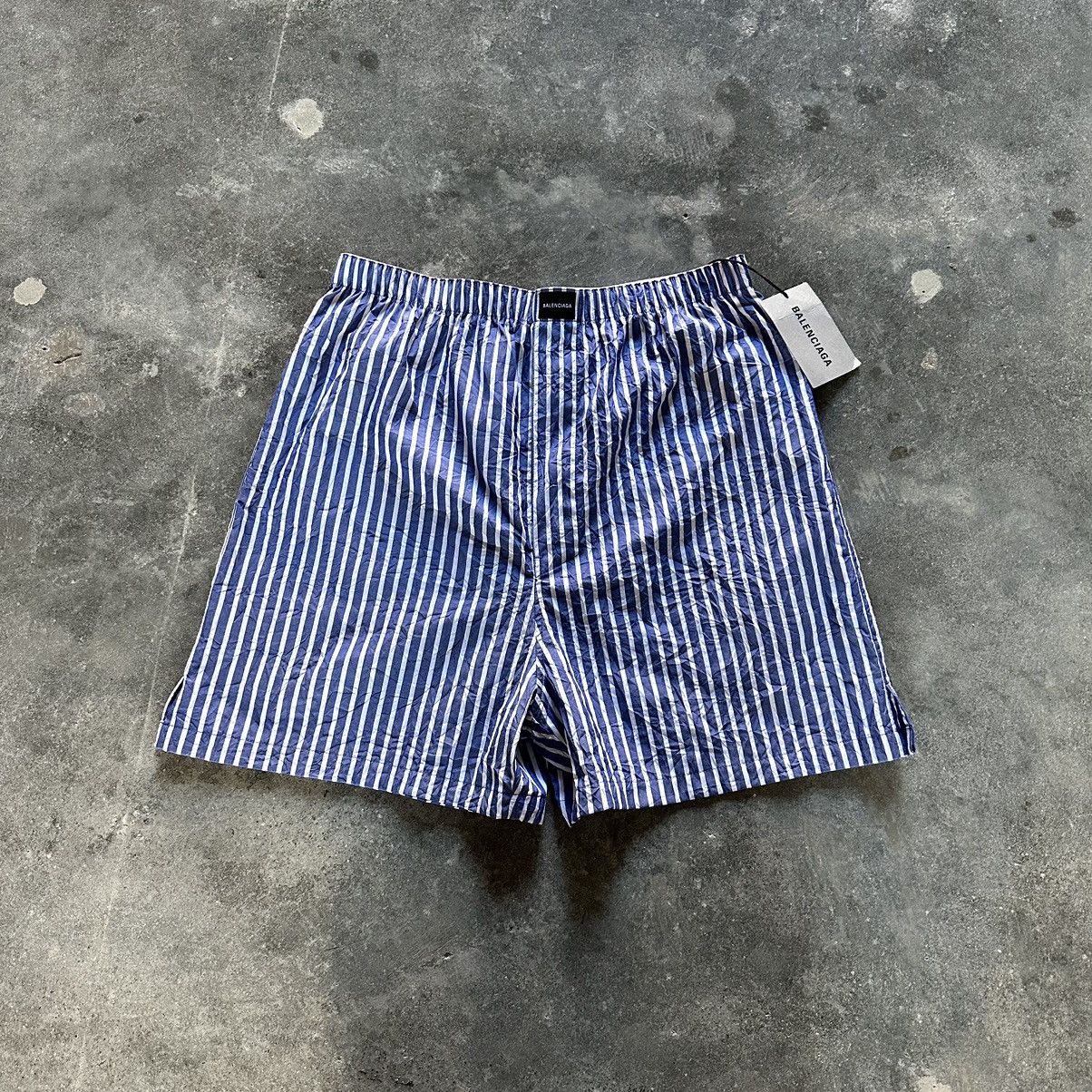 Balenciaga Crinkled Striped Poplin Boxer Shorts Size US 30 / EU 46 - 8 Thumbnail