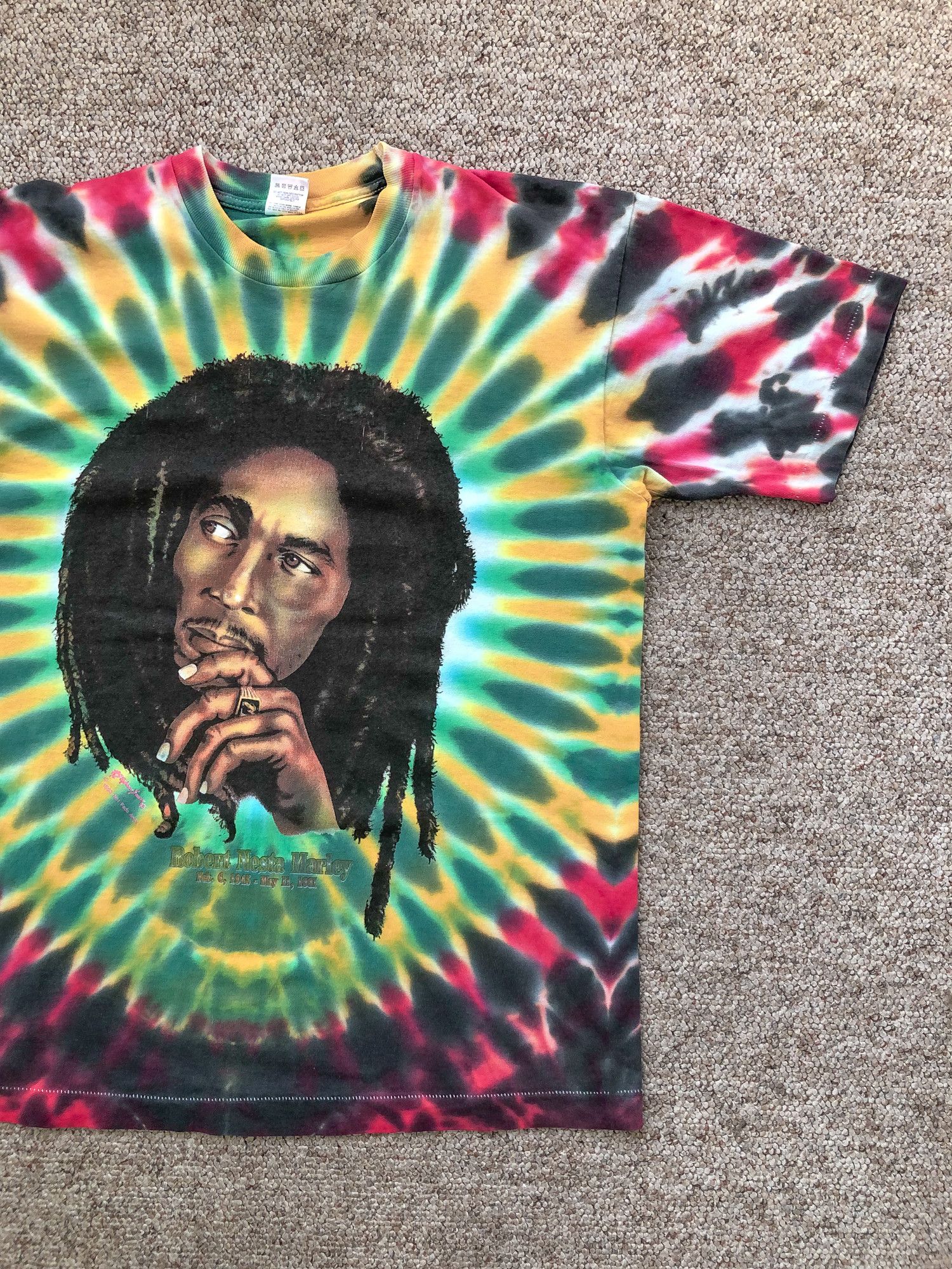 image of 1993 Single Stitch Tye Dye 'bob Marley' T-Shirt, Men's (Size Large)