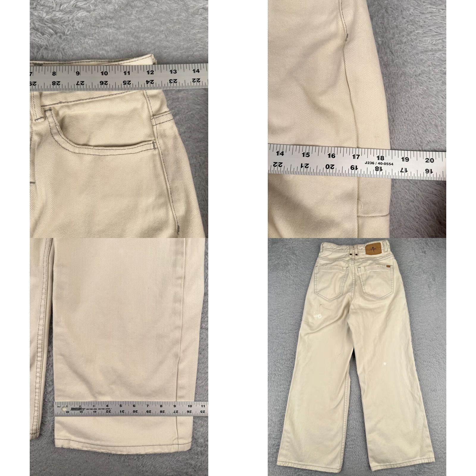 THRILLS Thrills Jeans Womens Wide-Leg 4 Beige High Rise Cotton Denim 24x27 Read Me Size 27" / US 4 / IT 40 - 9 Thumbnail